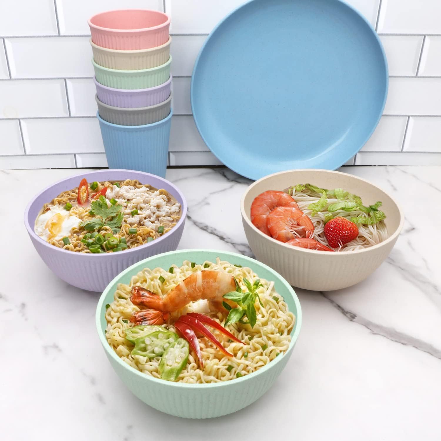 Eco-Friendly Wheat Straw Dinnerware Set for 6