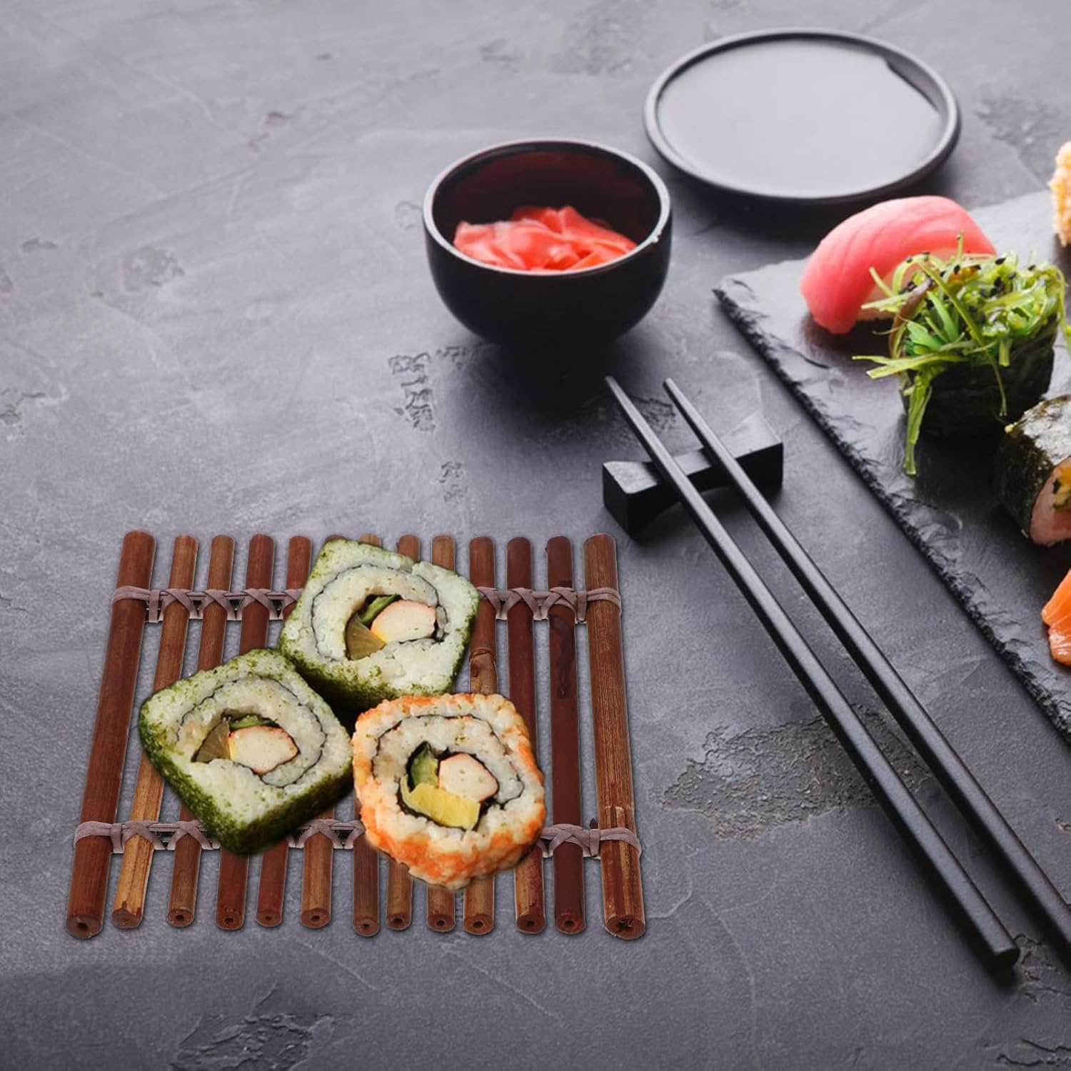 MOLUCKFU Bamboo Sushi Plate Decorations