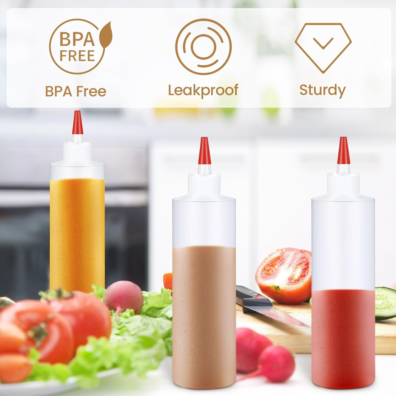 Yaomiao 30-Pack 16oz Squeeze Bottles for Condiments