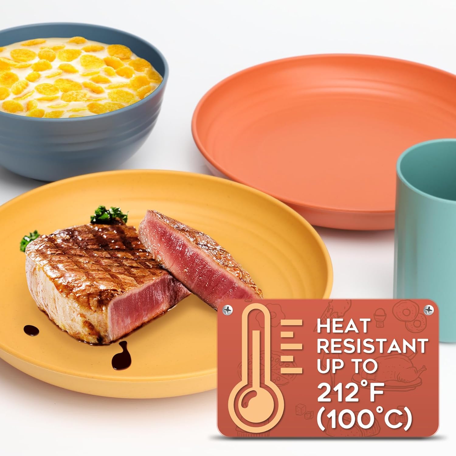 HOTECH 20-Piece BPA-Free Dinnerware Set