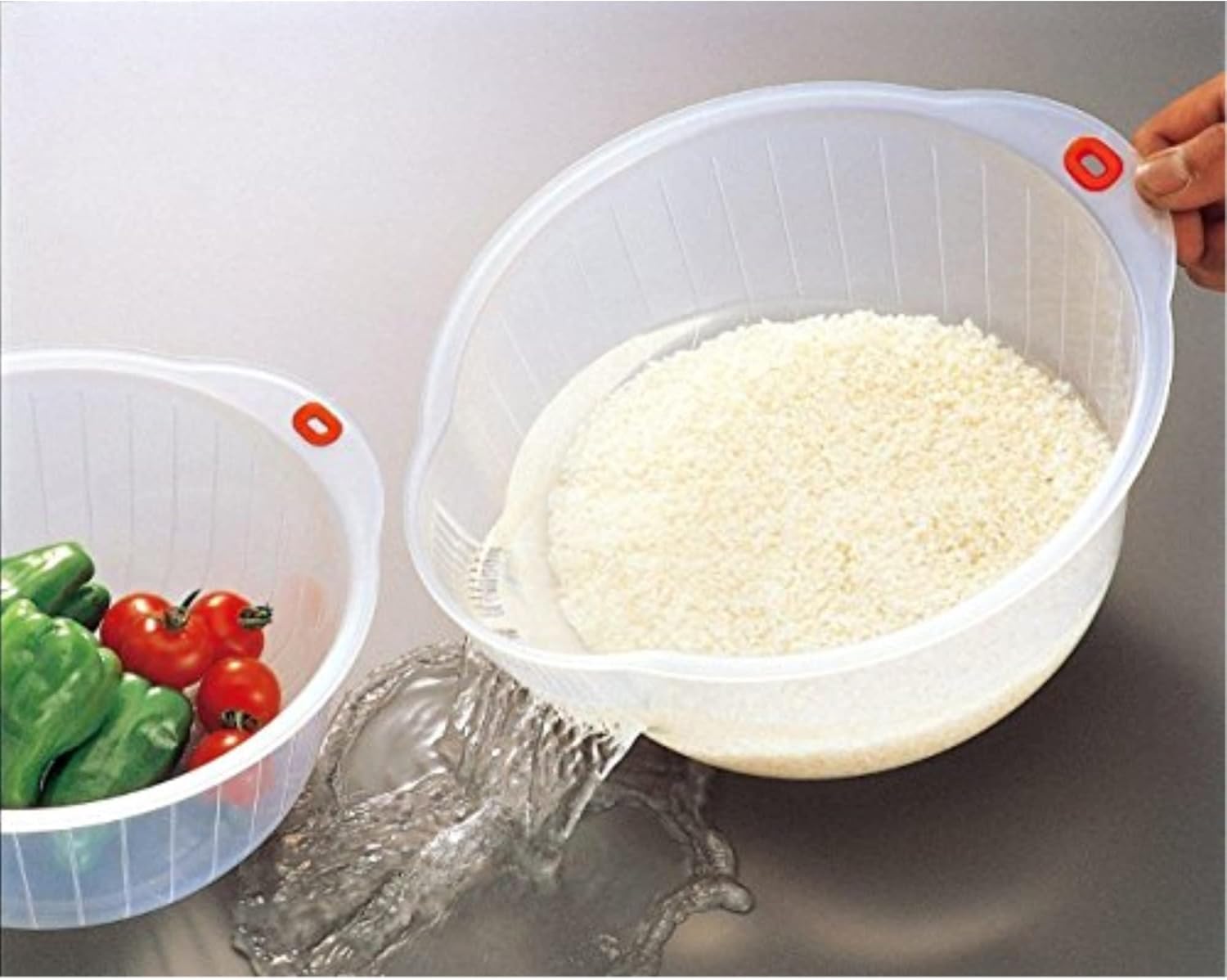 Experience theTrue Rice Washing Experience with InomatasDurable Japanese Rice Washing Bowl withStrainer