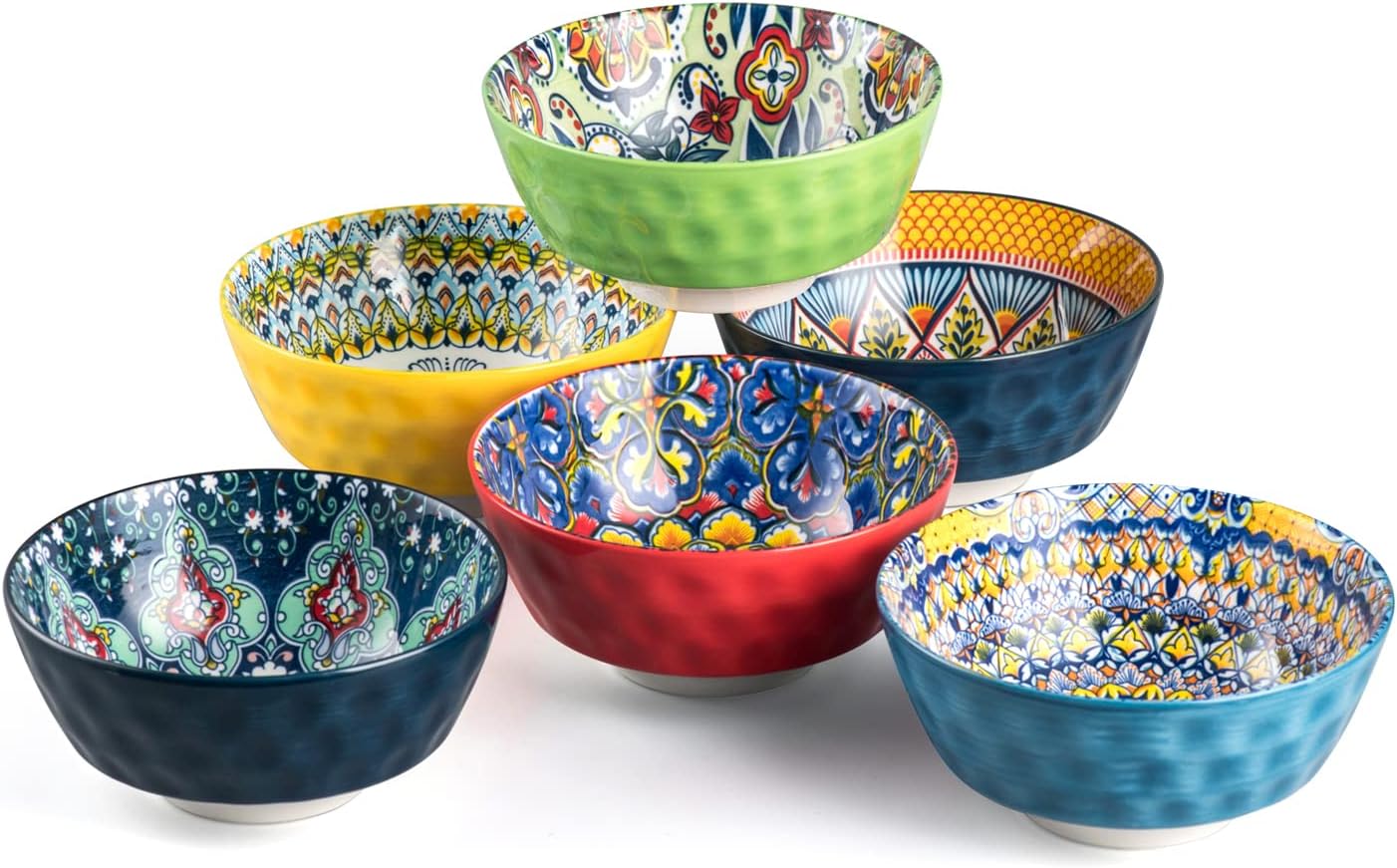 Vibrant Bohemian Ceramic Snack Bowls Set