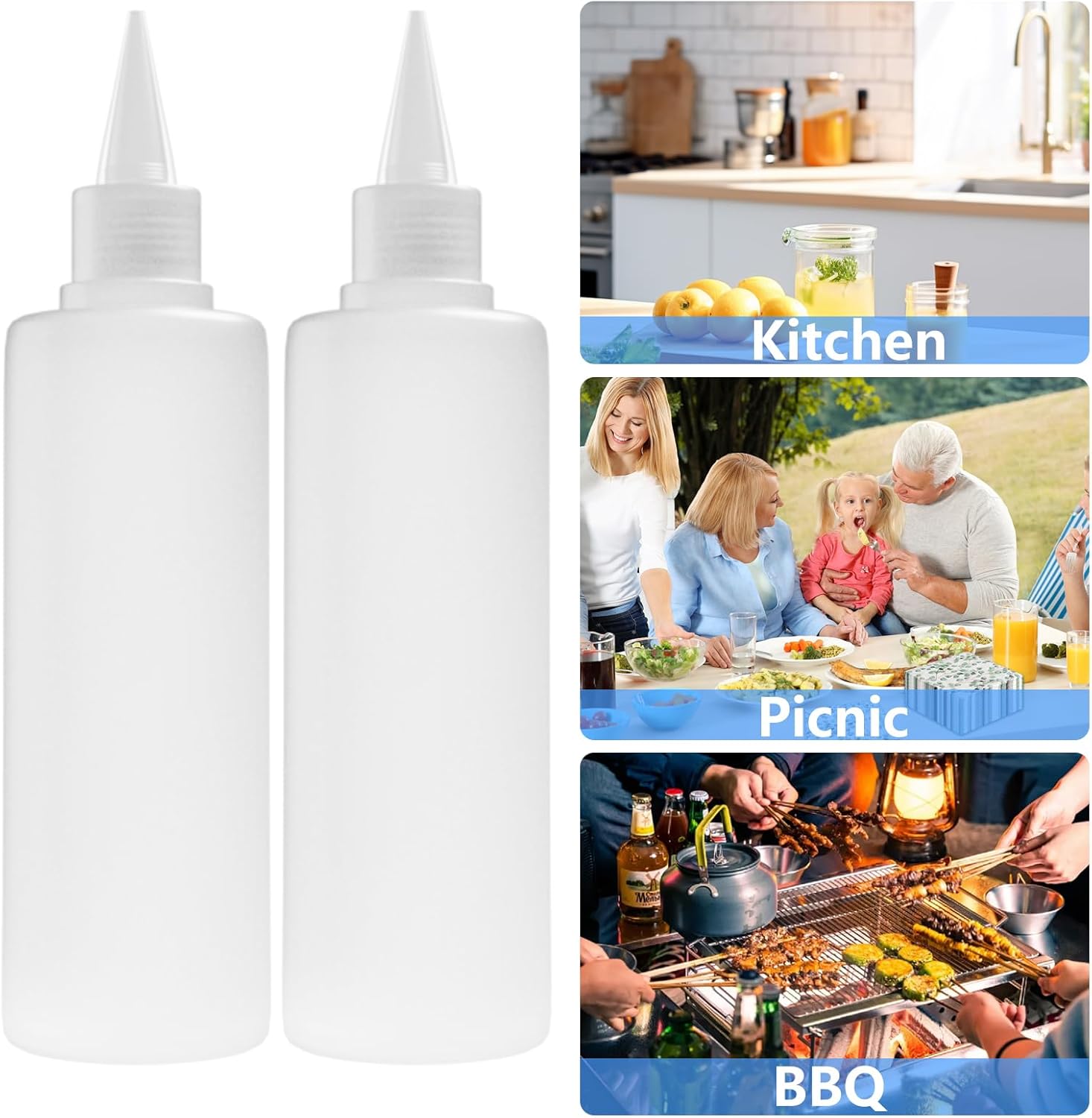 2-Pack of Eco-Friendly 10 oz Condiment Squeeze Bottles