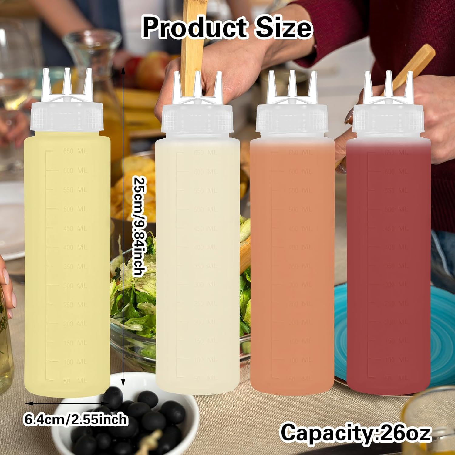 4 PC 23 oz Squeeze Bottles for Condiments White Ubamdom
