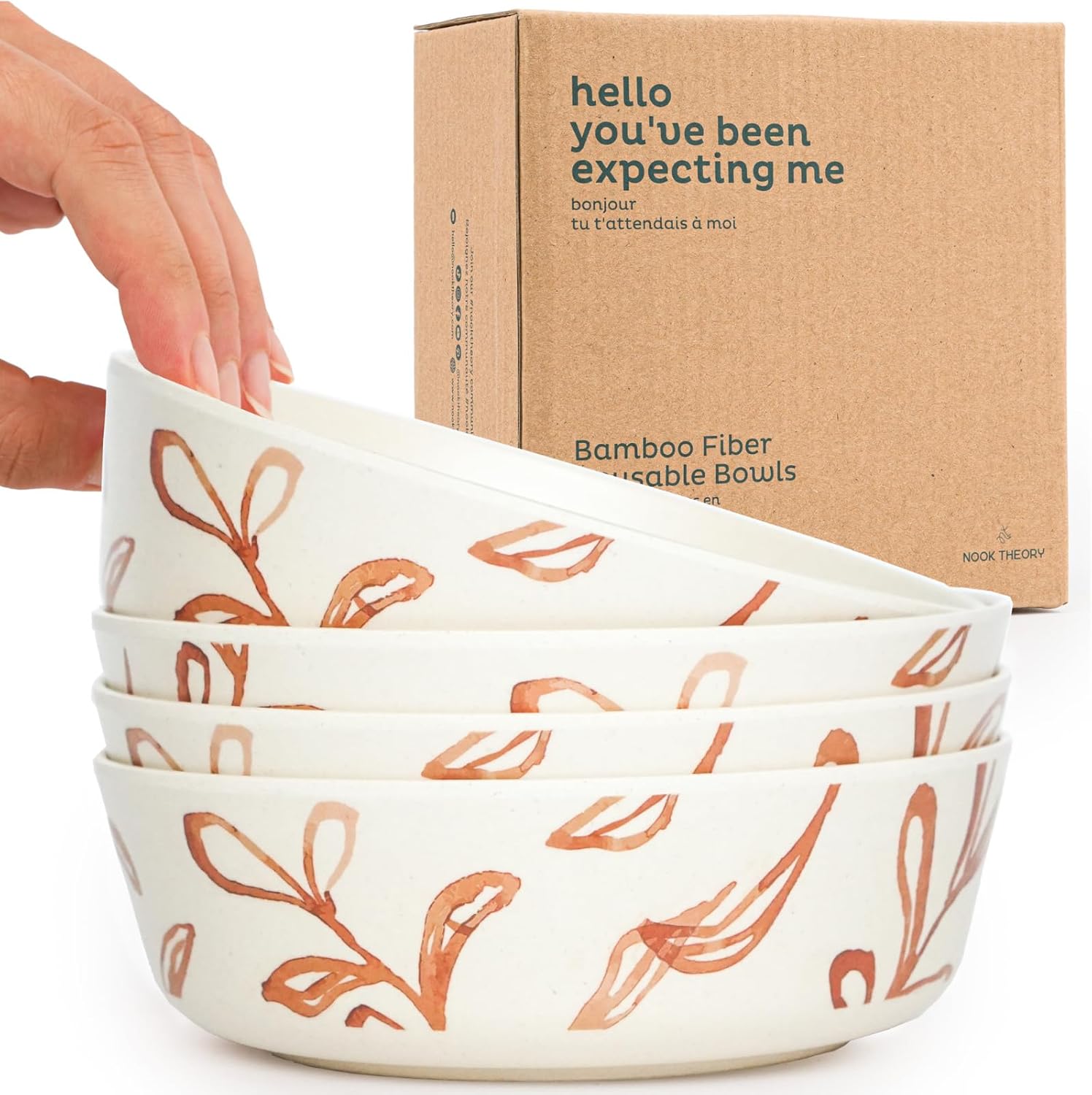 4-Piece Shatterproof Bamboo Bowls for Kids
