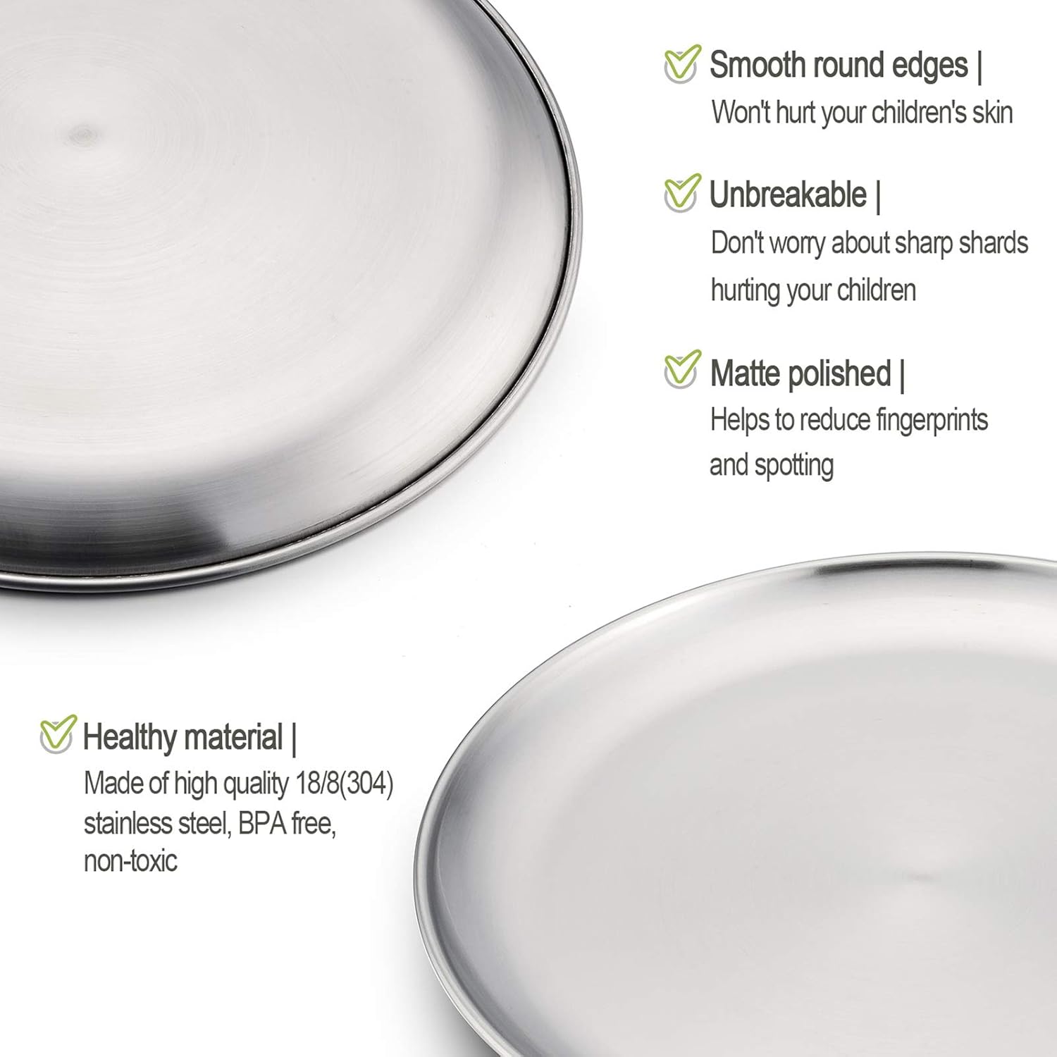 HaWare 6-Piece Stainless Steel Plates for Kids