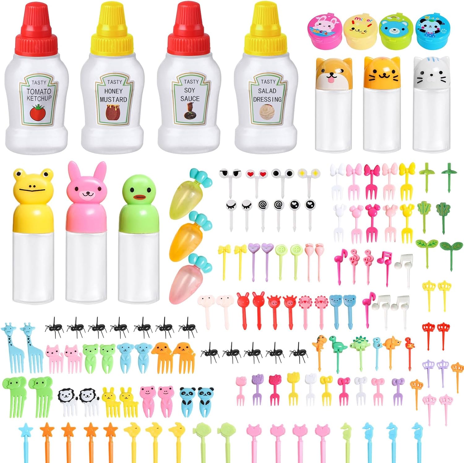 143 Pcs Animal-Themed Condiment Squeeze Bottles