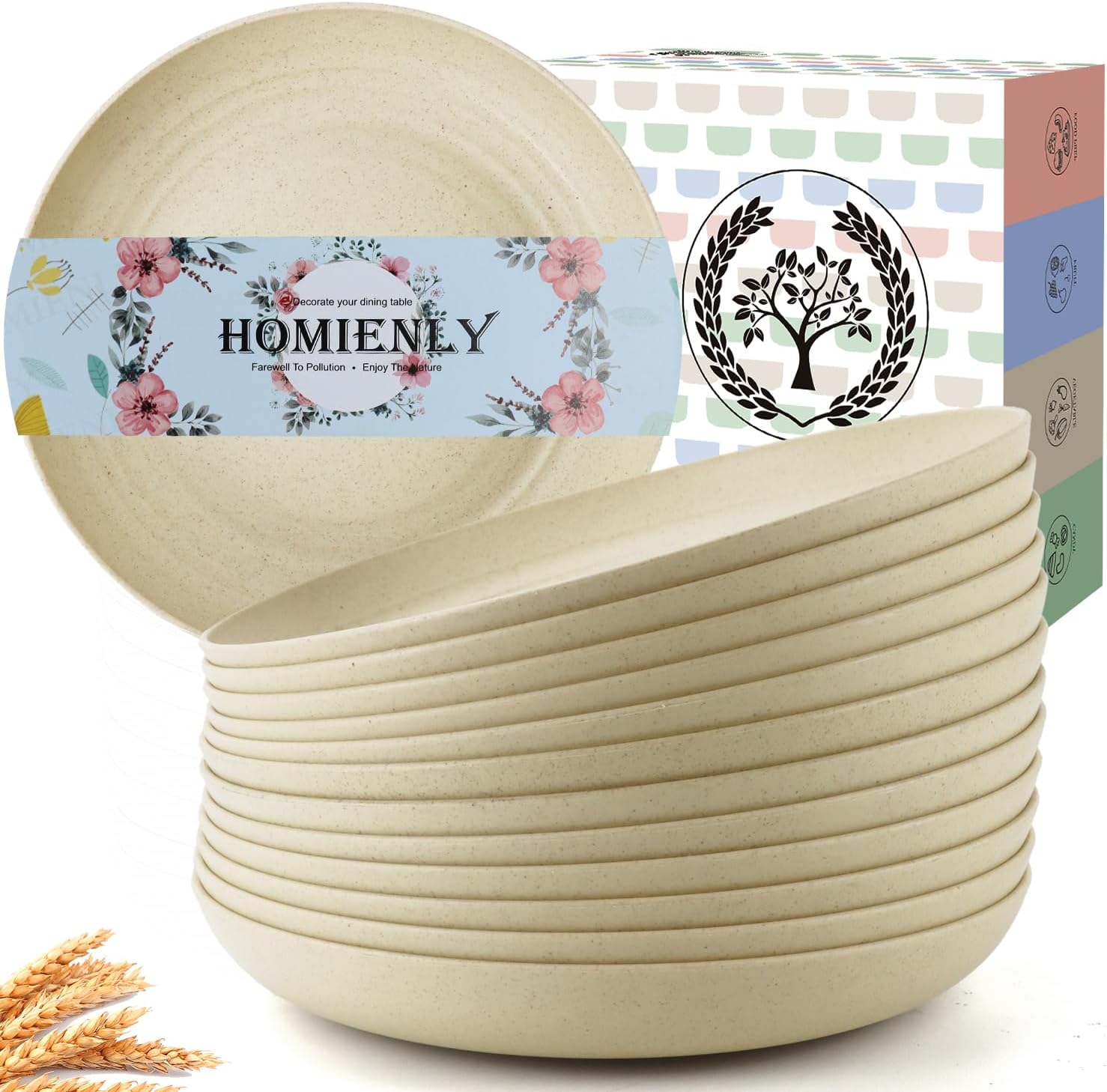 Homienly Deep Dinner Plates Set of 12 Alternative to Plastic Plates