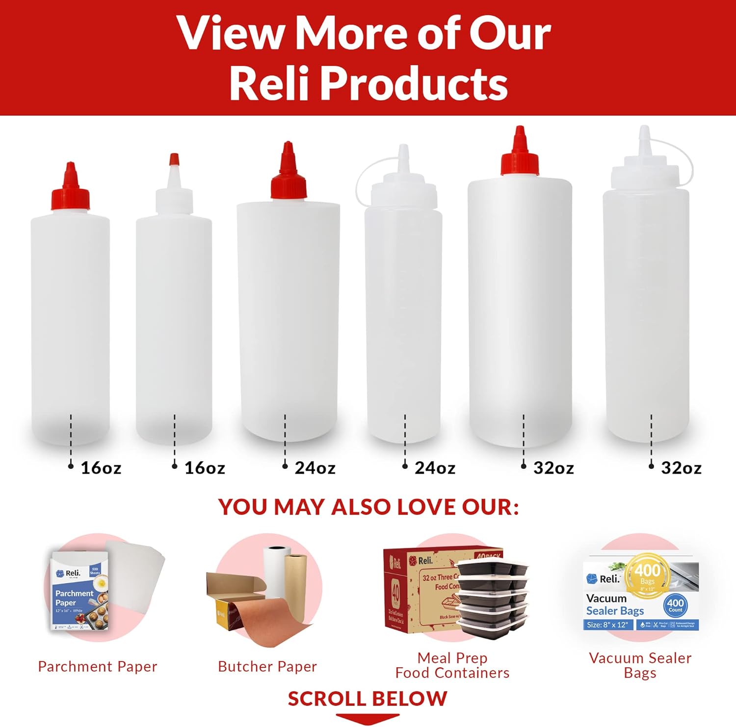 Reli 32 oz Squeeze Bottles