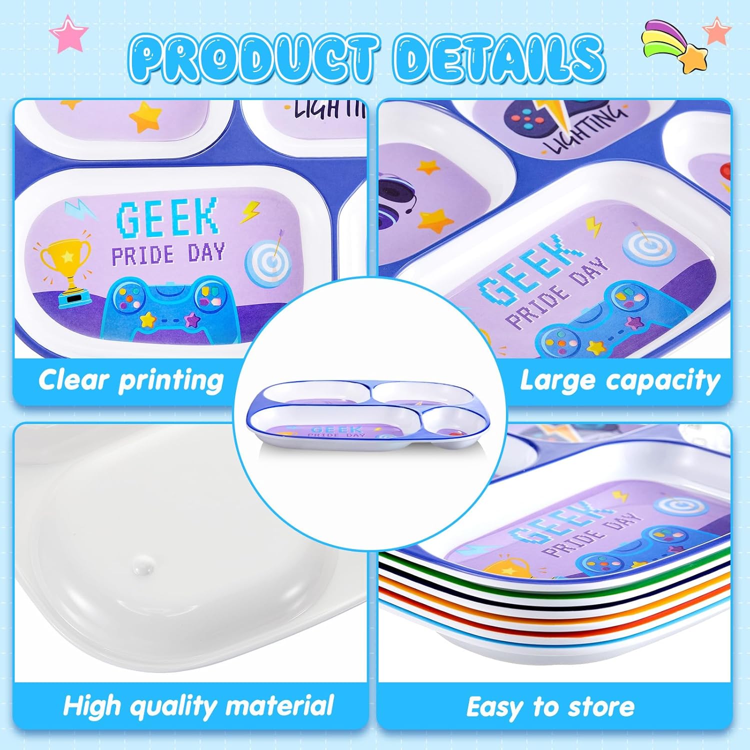 Hushee 6 Pcs 94 x 82 Inch Dinner Plate for Kids