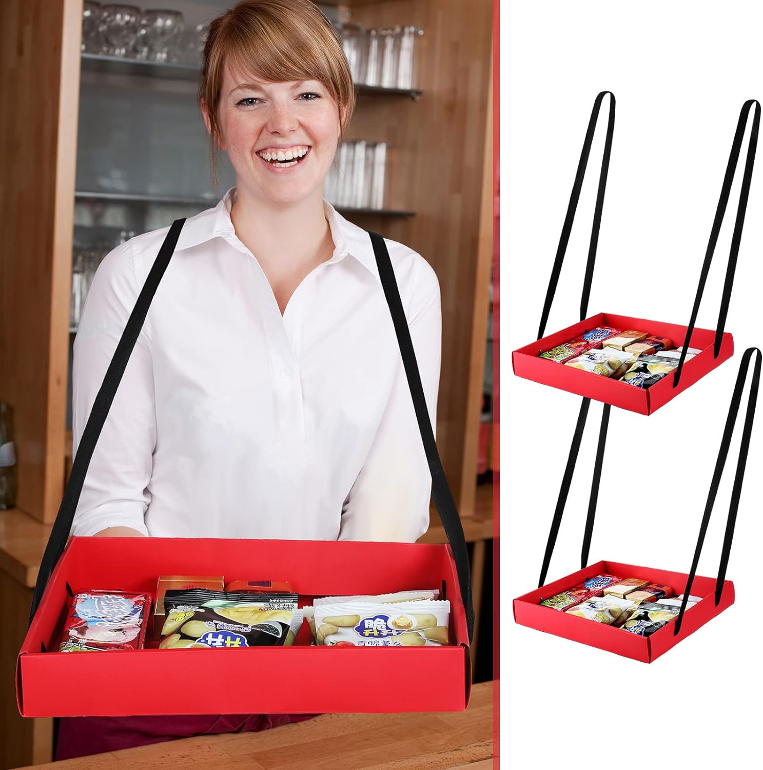 Foldable Party Tray Snack Holder 2PCS Red