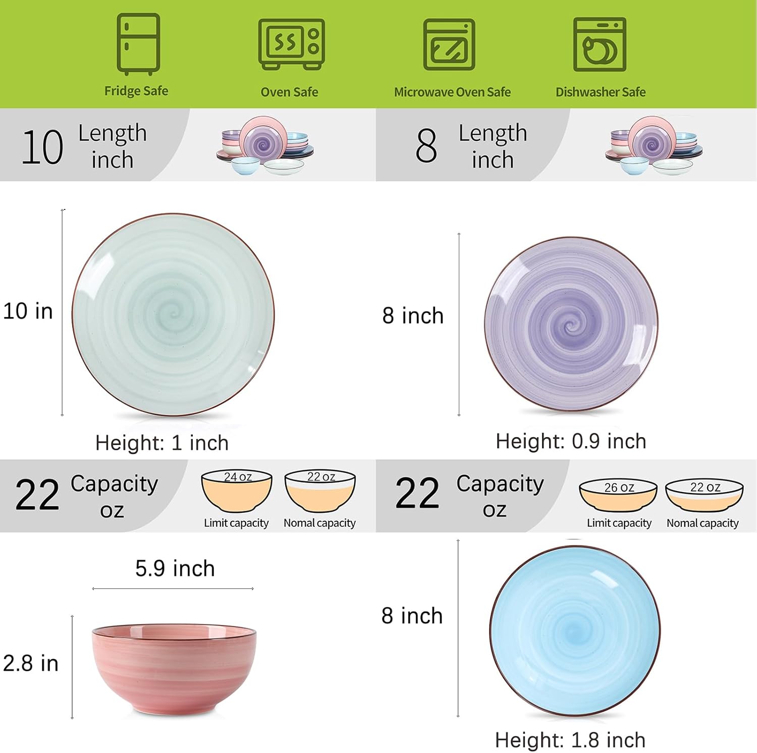 Stylish 16-Piece Dinnerware for 4 with Gradient Design