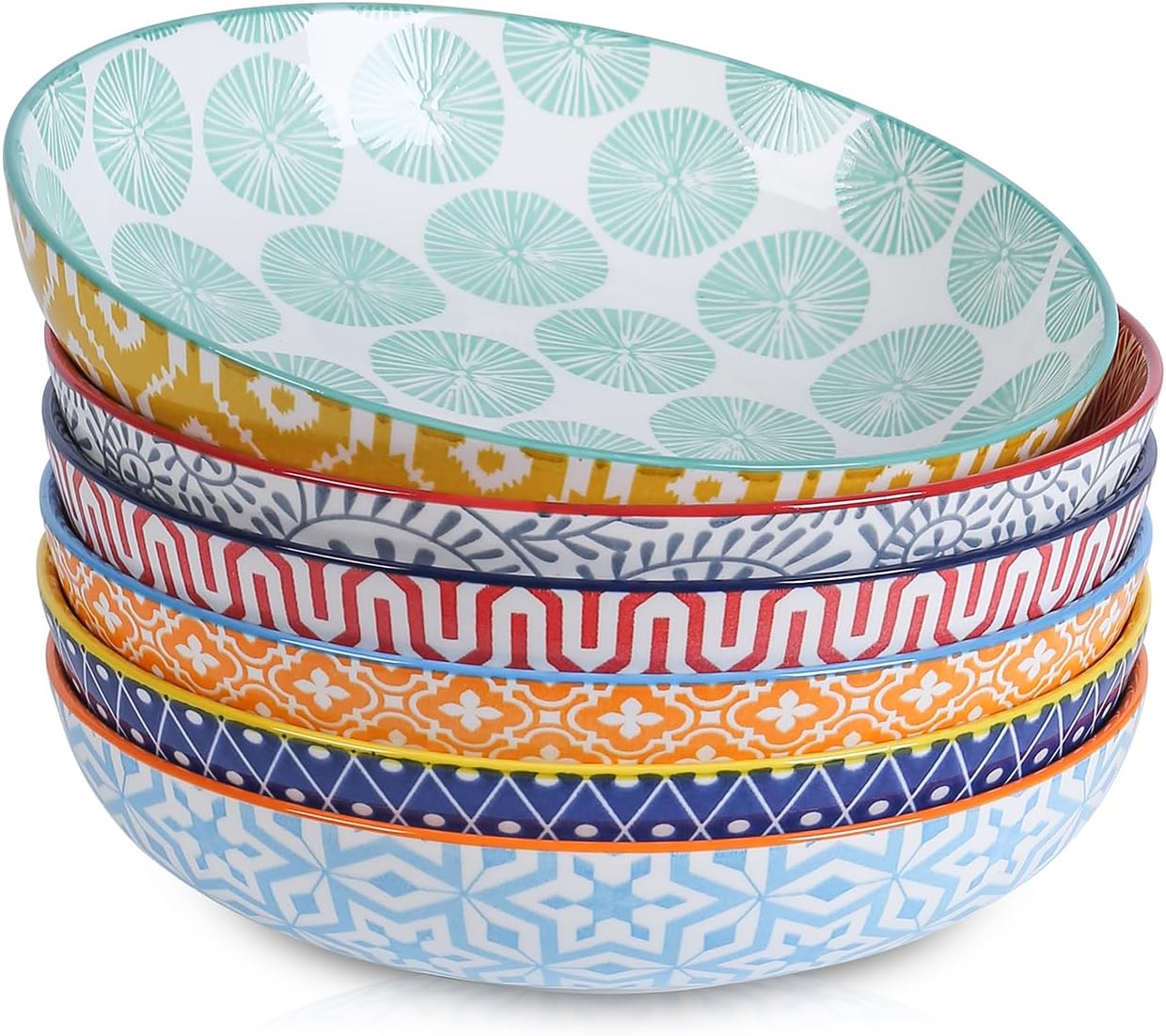 Selamica Ceramic Pasta Bowls Set of 6 34 Oz 86 Inch