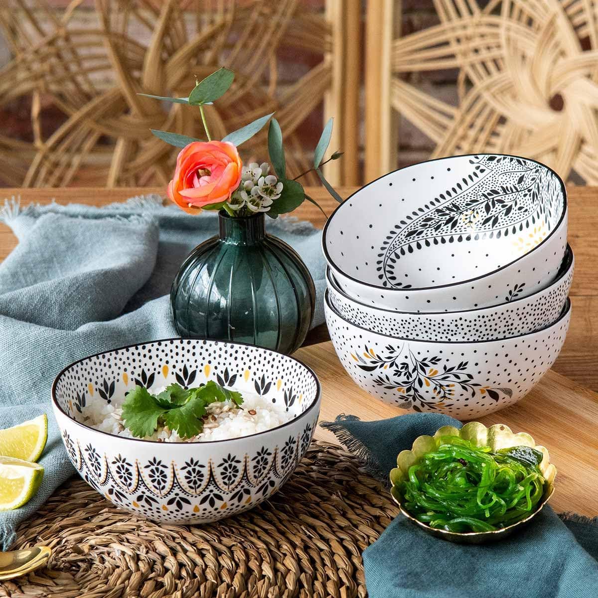 Portmeirion Sara Miller Artisanne Noir Rice Bowl Set of 4 1
