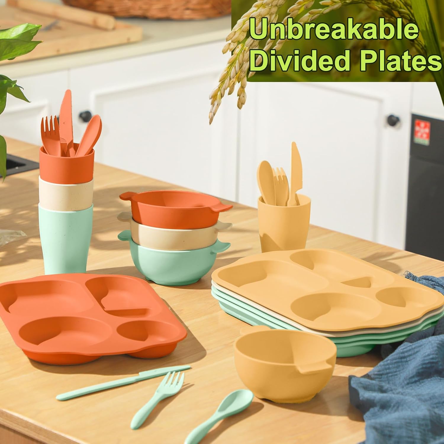 Tanlade 24-Piece Kids Dinnerware Set