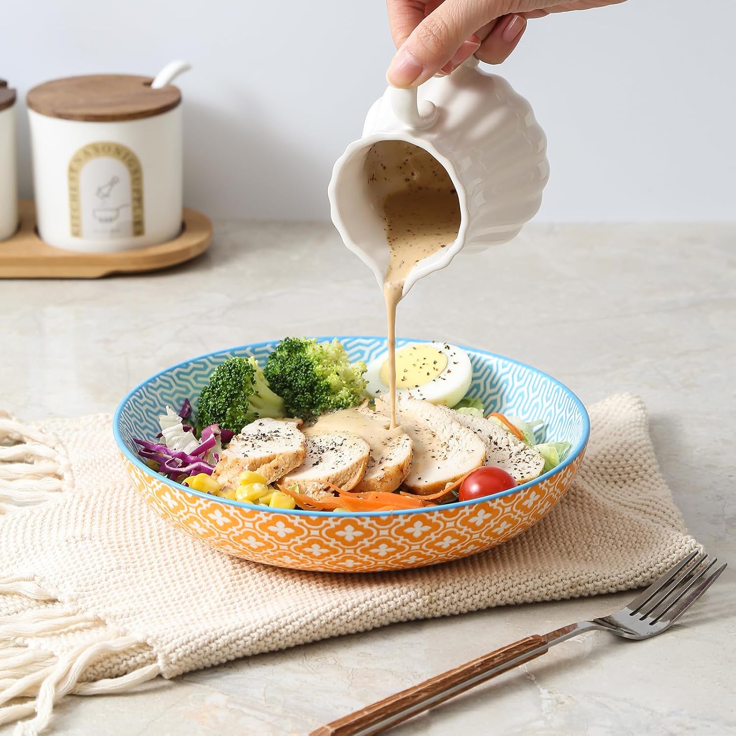 Selamica Ceramic Pasta Bowls Set of 6 34 Oz 86 Inch