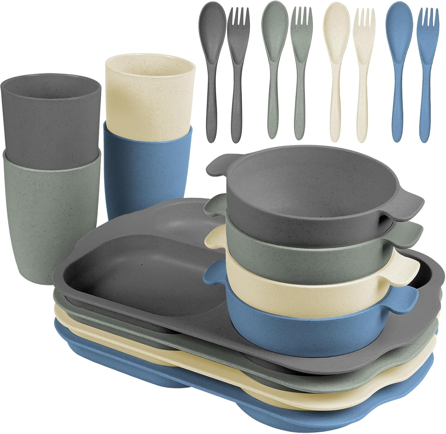 shopwithgreen Unbreakable Wheat Straw Dinnerware Set for Kids