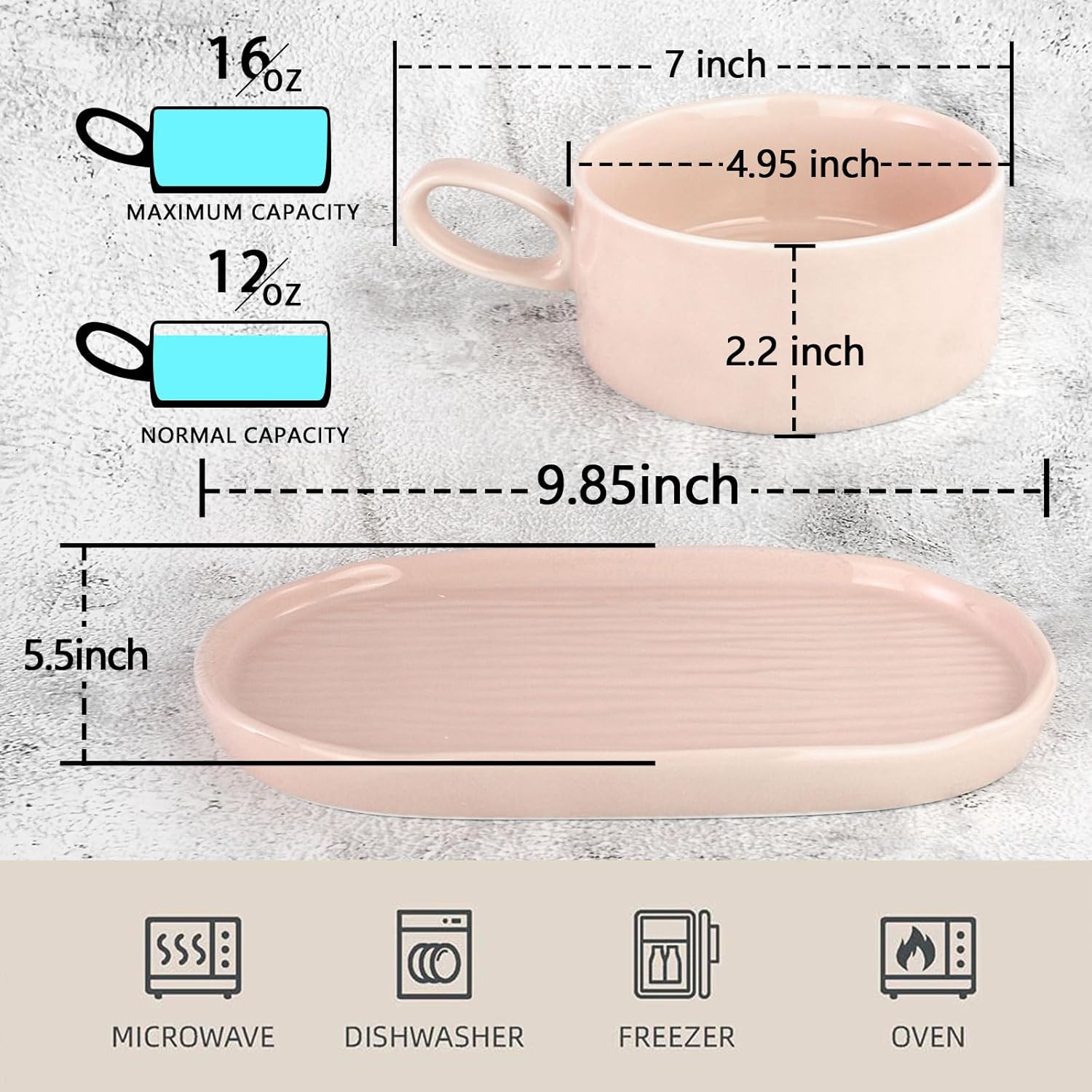 Arcena Solid Soup Sandwich Plate Combo Set 16oz