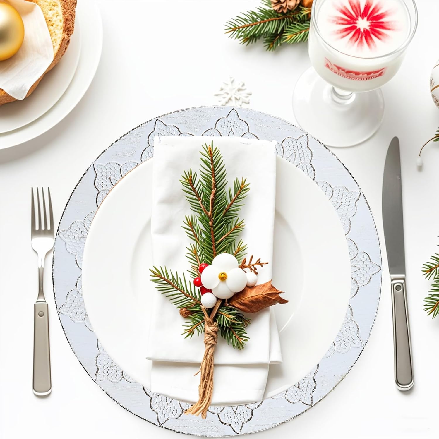 Rustic White Charger Plates Set of 6 Perfect for Dining Entertaining