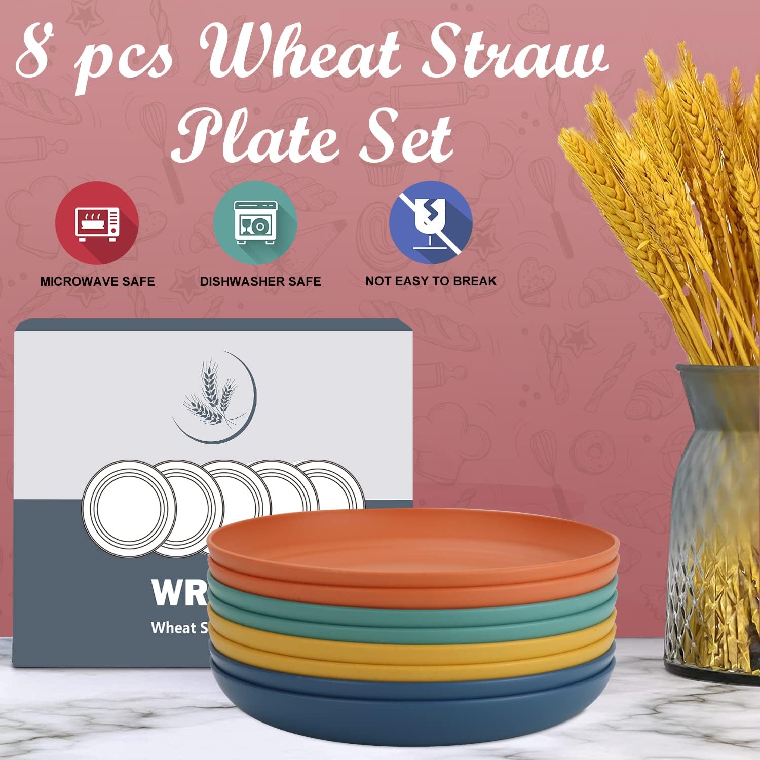 8-Piece Unbreakable Dinner Plates Set
