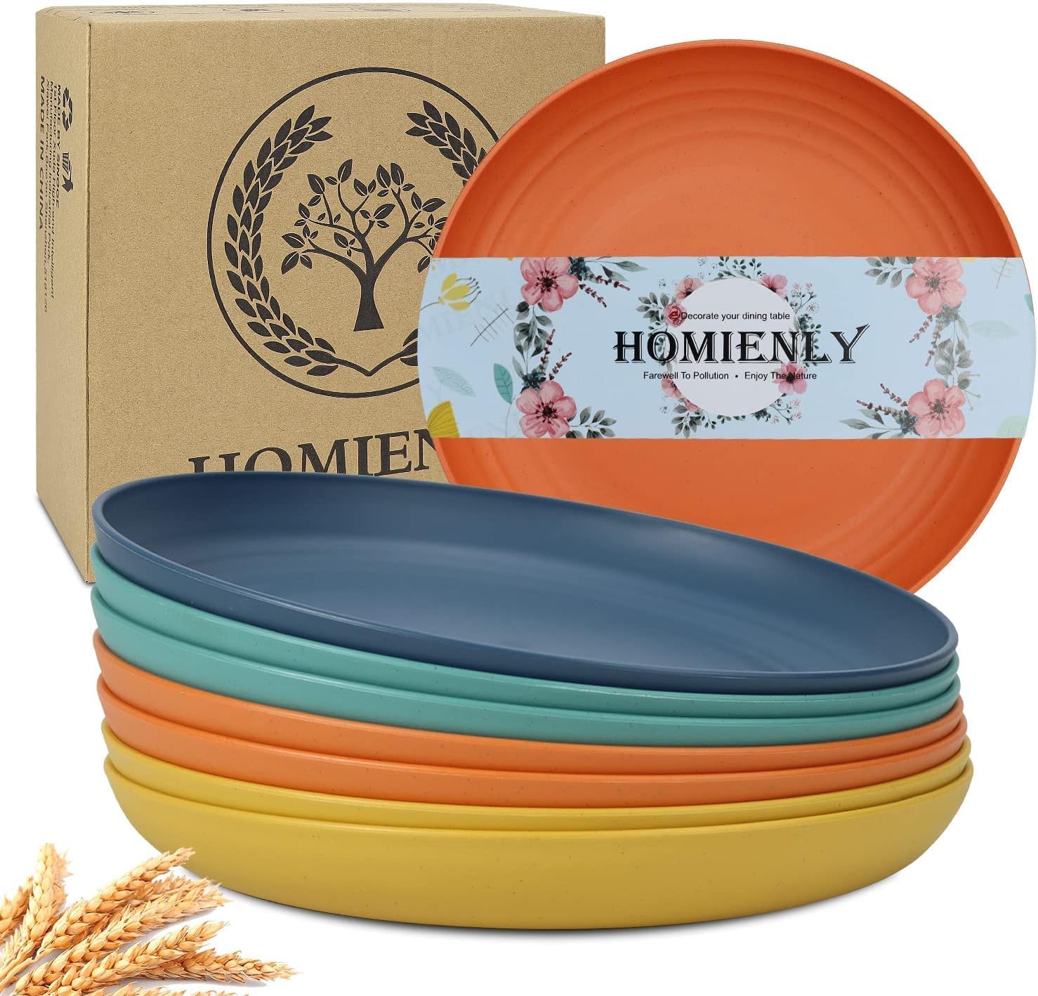 Homienly 8-Piece Dinner Plate Set for Kids Simply Safe Enjoyable Cuisine