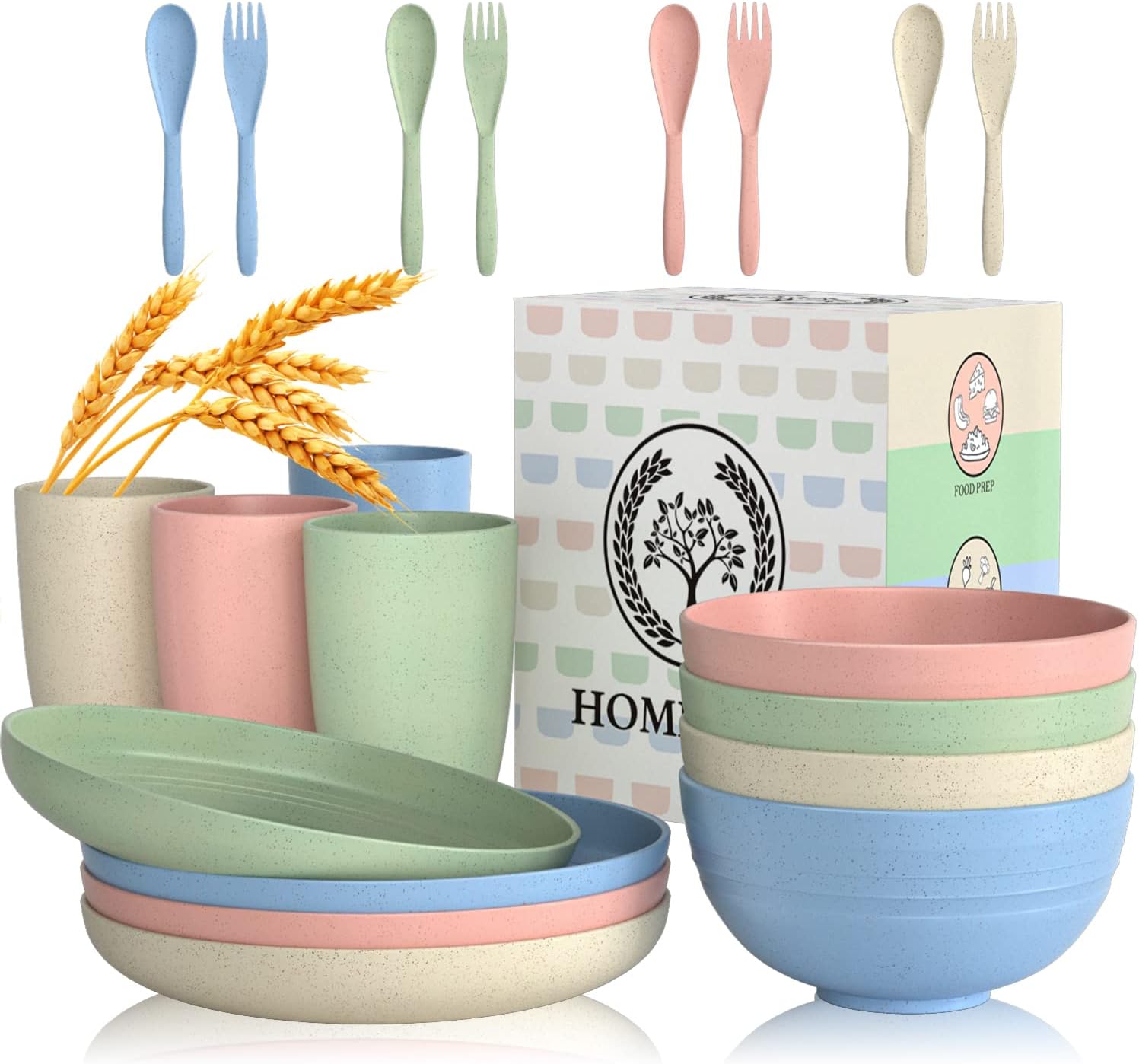 Homienly Premium Rice Pasta Bowls Set Microwave dishwasher safe
