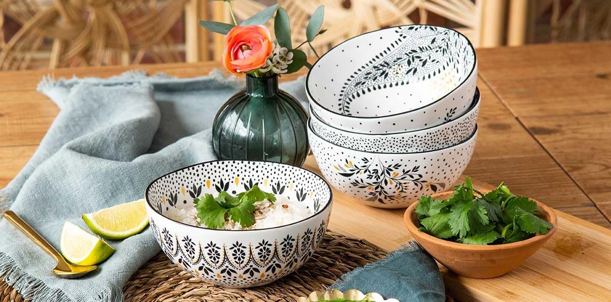 Portmeirion Sara Miller Artisanne Noir Rice Bowl Set of 4 1