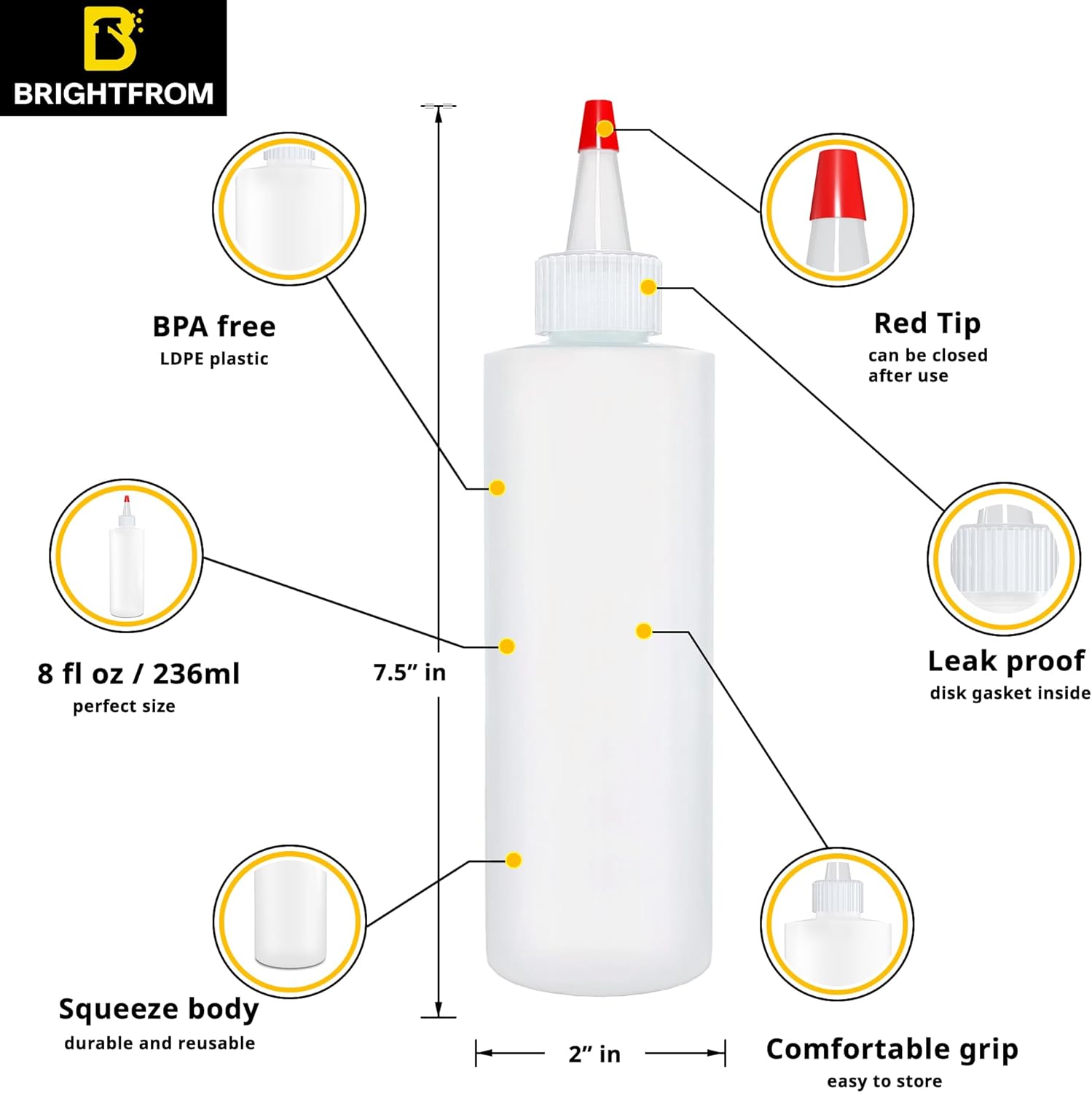 Condiment Squeeze Bottles 8 OZ BPA-Free