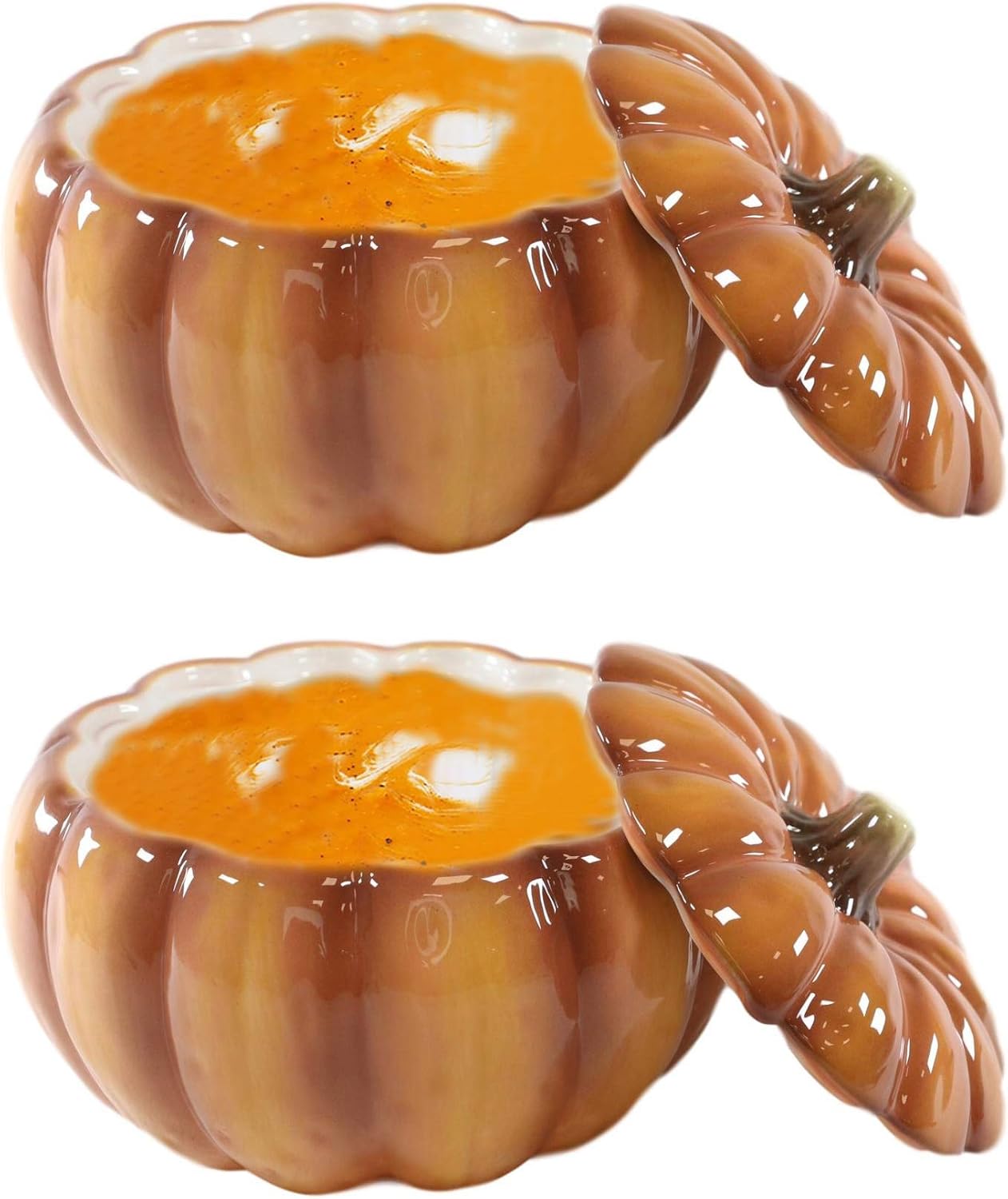 Ebros 6 Orange Pumpkin Soup Bowl with Lid