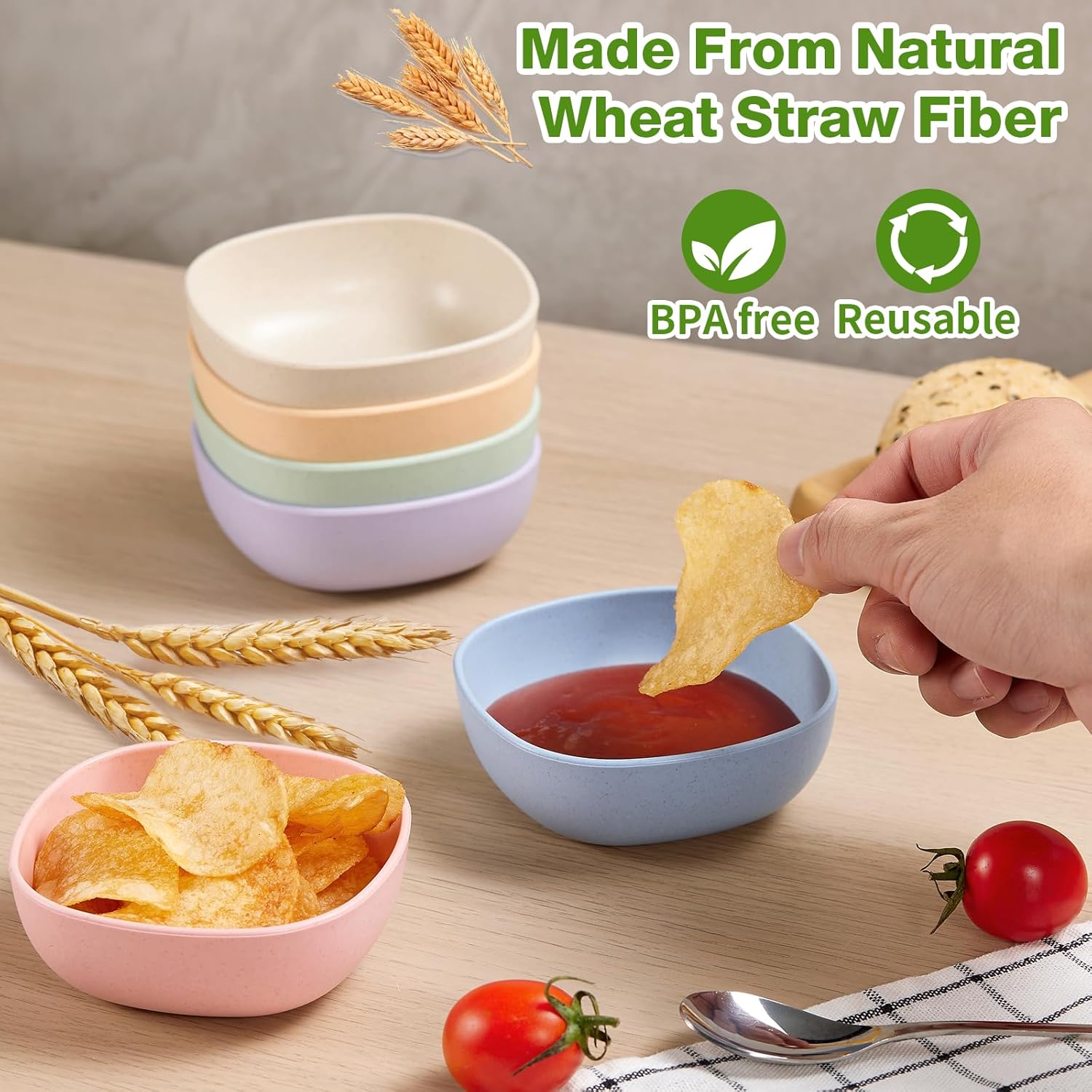 Durable Wheat Straw Soy Sauce Bowls for Parties