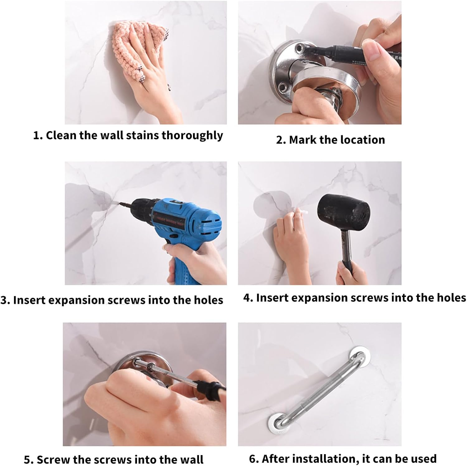 Bath Safety Handrail Set for Disabled Seniors