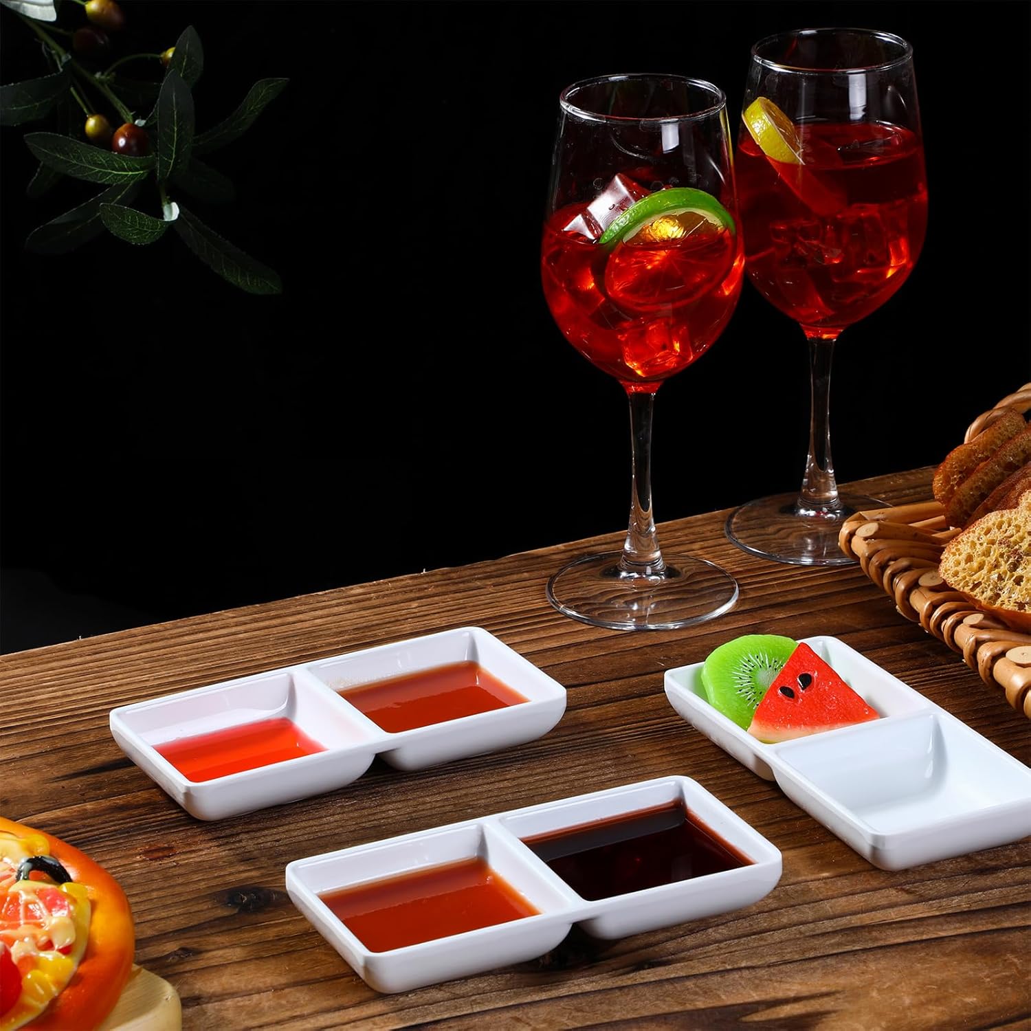 Stylish Dual Compartment Sauce Bowls for Kitchen Dining