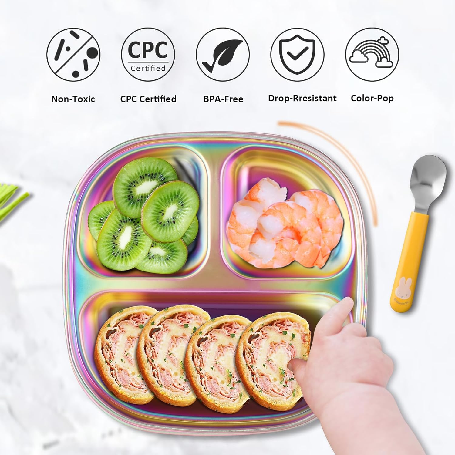 Sturdy Fun Durable Stainless Steel Plates for Kids