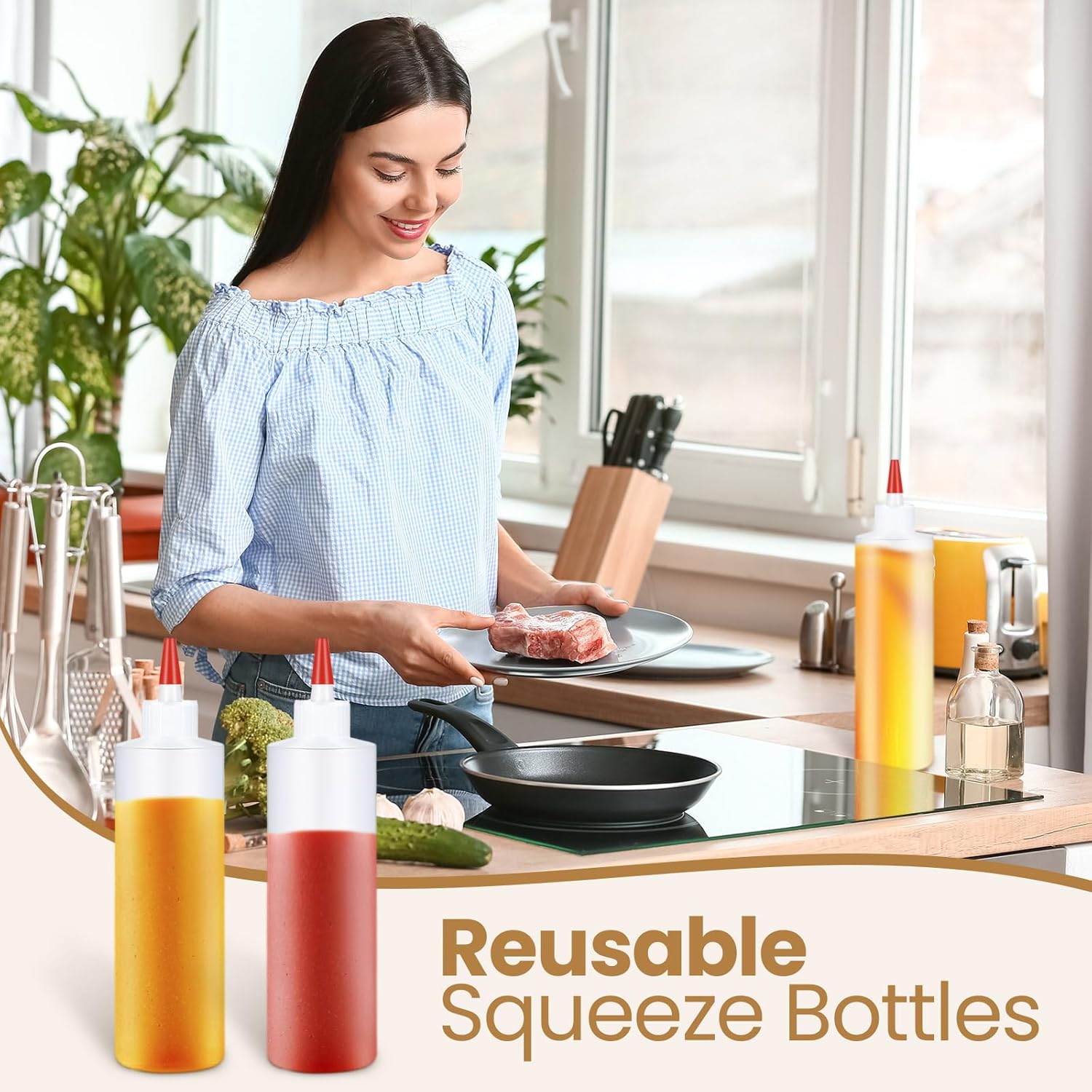 Yaomiao 30-Pack 16oz Squeeze Bottles for Condiments