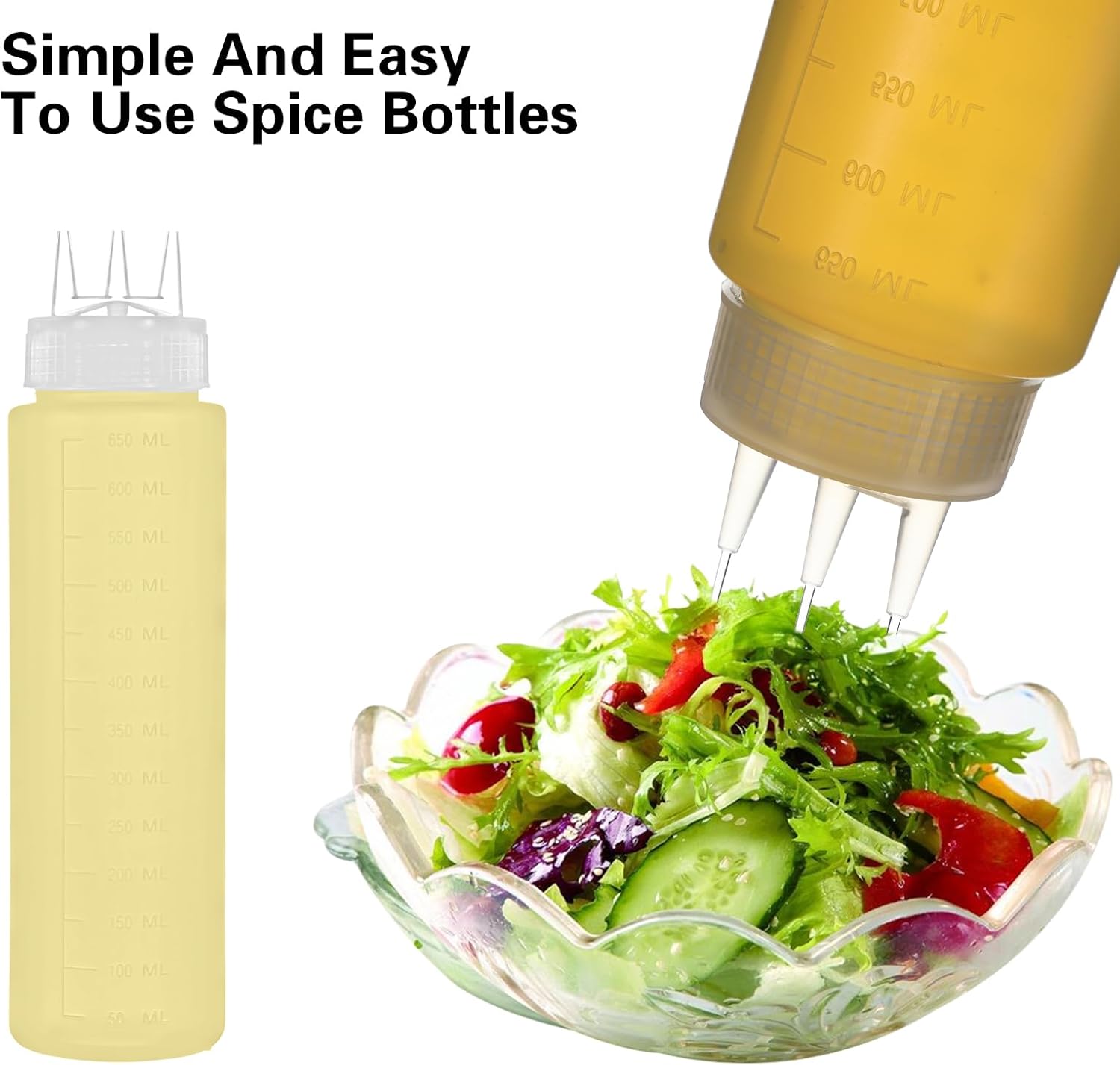 4 PC 23 oz Squeeze Bottles for Condiments White Ubamdom
