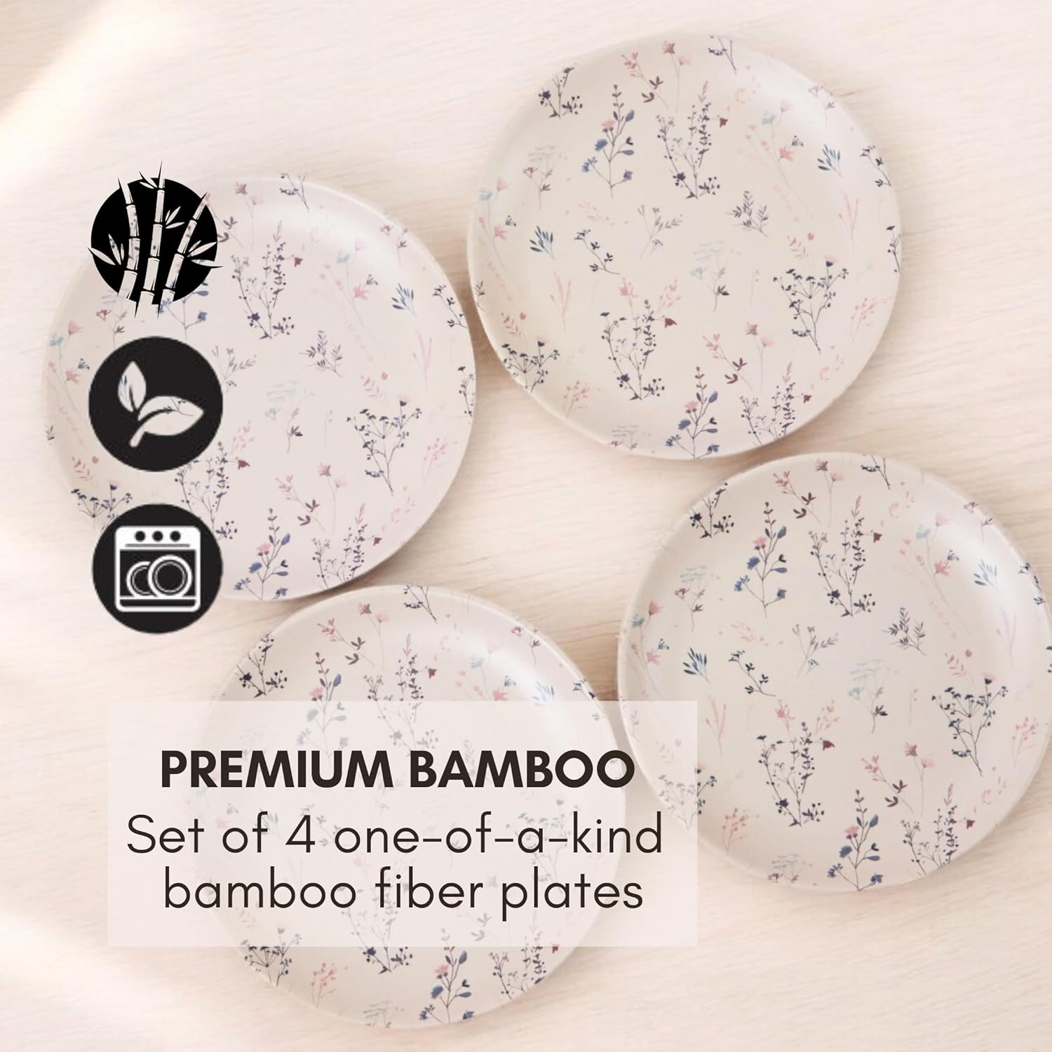 Eco-Friendly Bamboo Dinner Plates 8 BPA-Free for Family Use