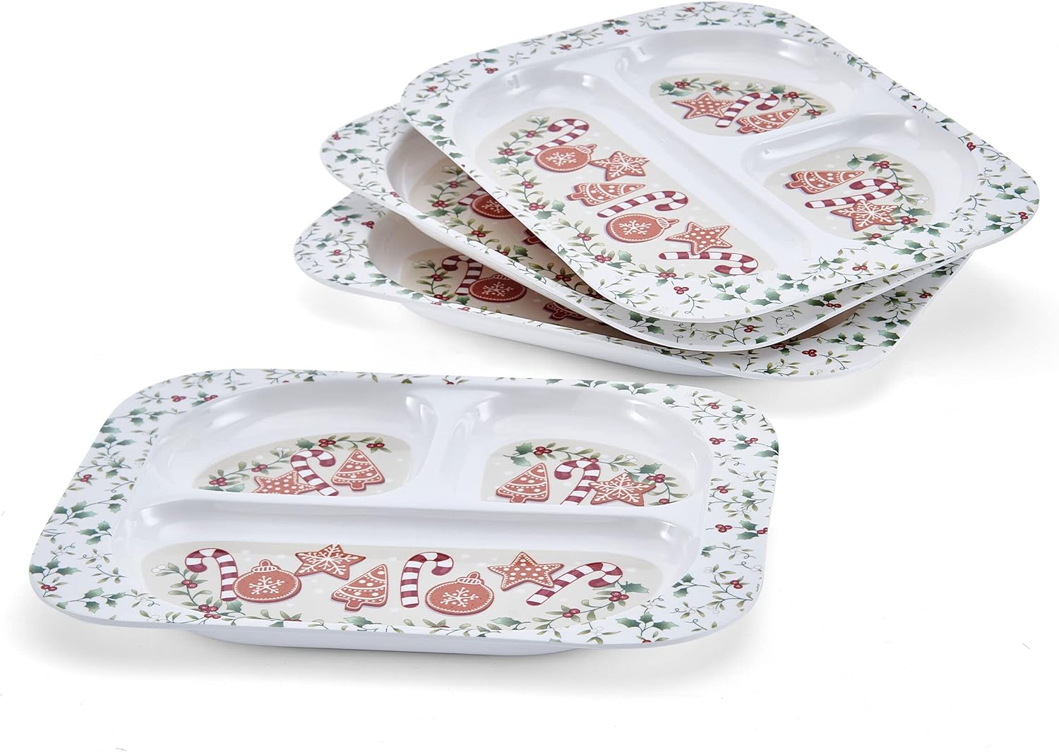 Melamine Child Size Dinner Trays Winterberry Design Set of 4