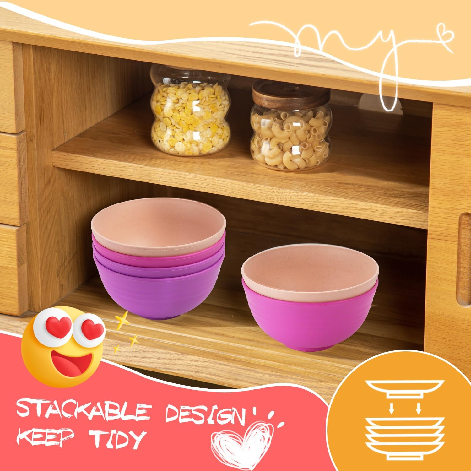 Homienly Unbreakable Wheat Straw Bowls Set of 6