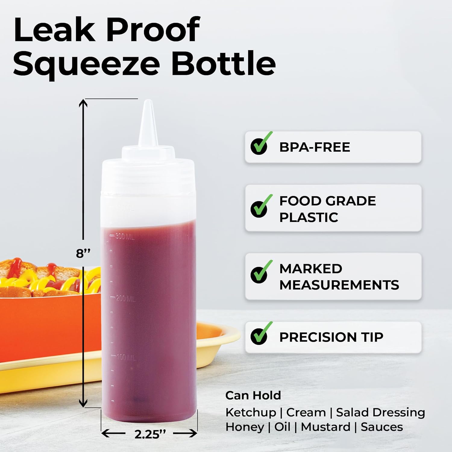 12 oz Condiment Squeeze Bottle With Lid