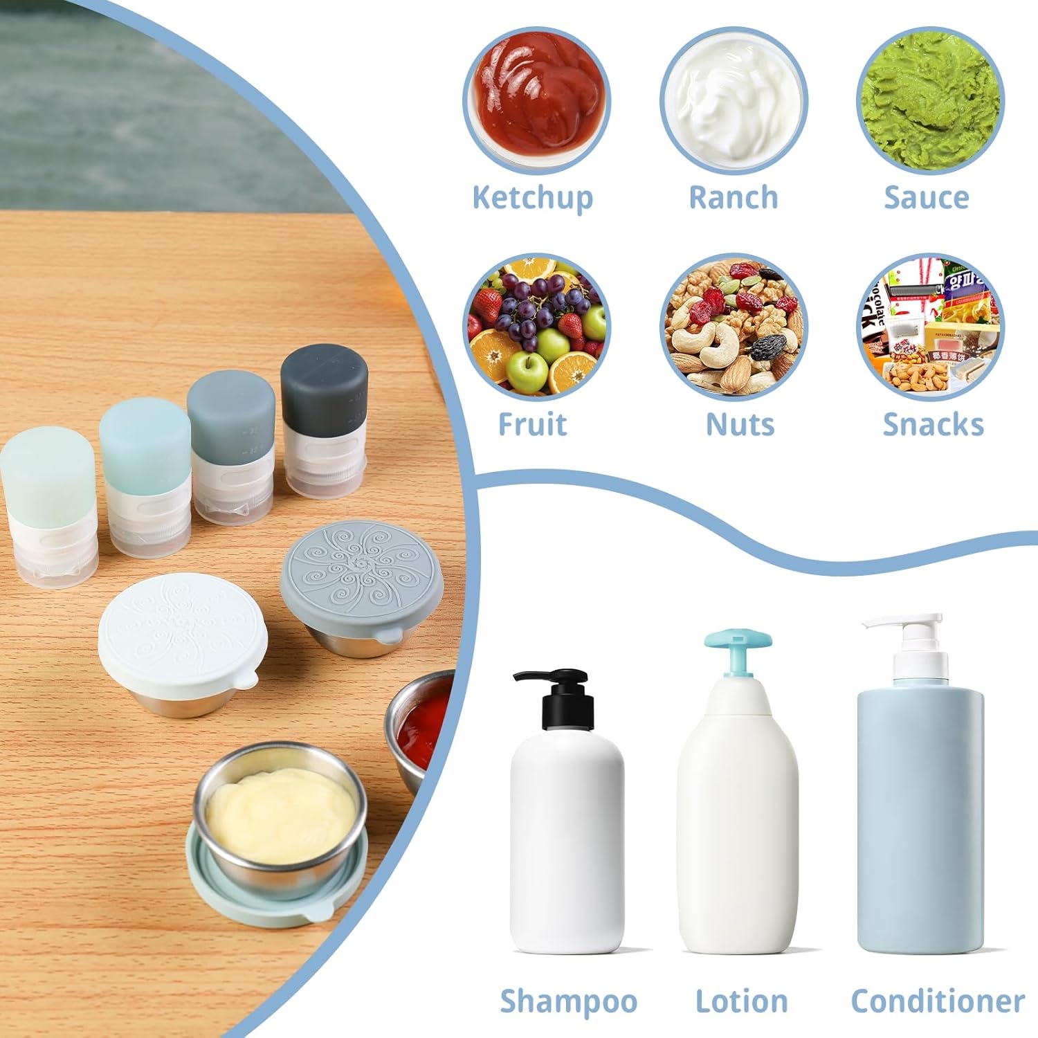 8-Piece Condiment Containers Set for Lunch Box
