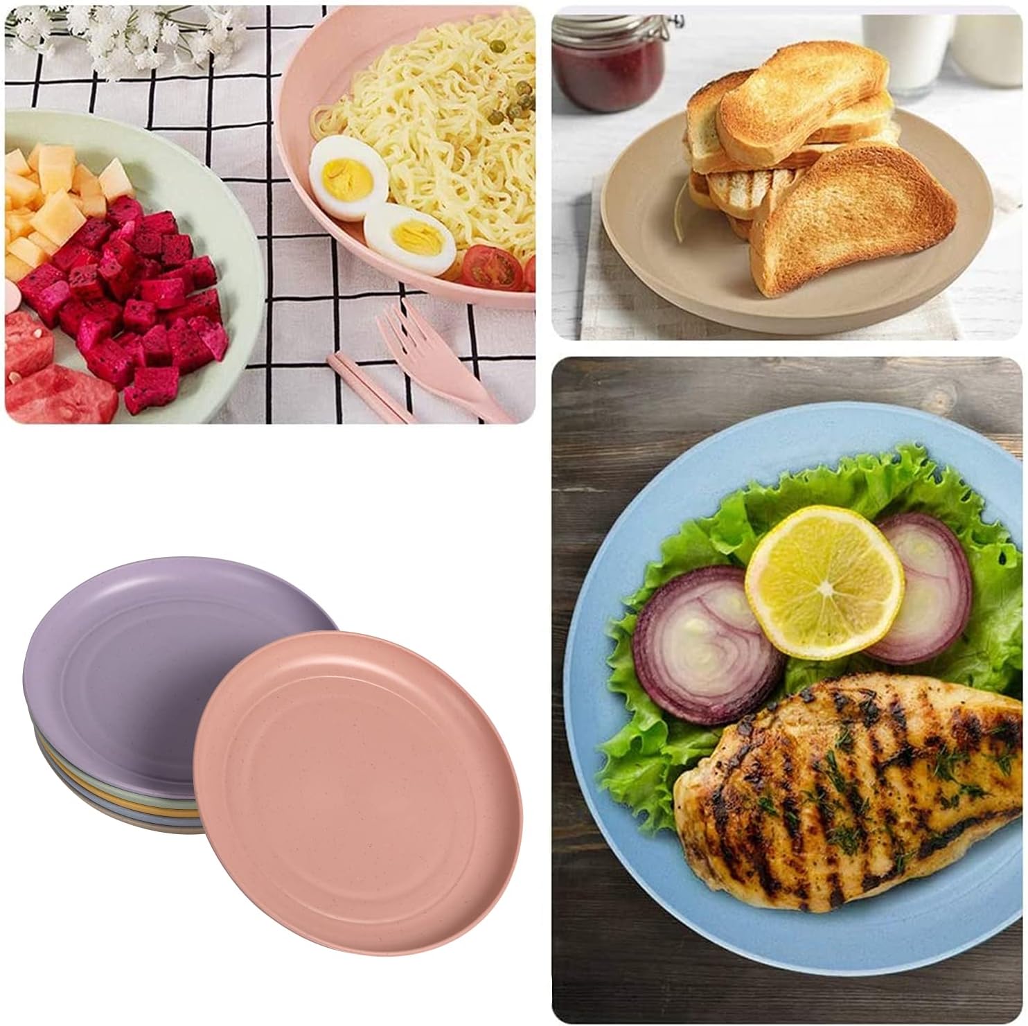 CAMBUY Lightweight Unbreakable Dinner Plates Set 6-Piece