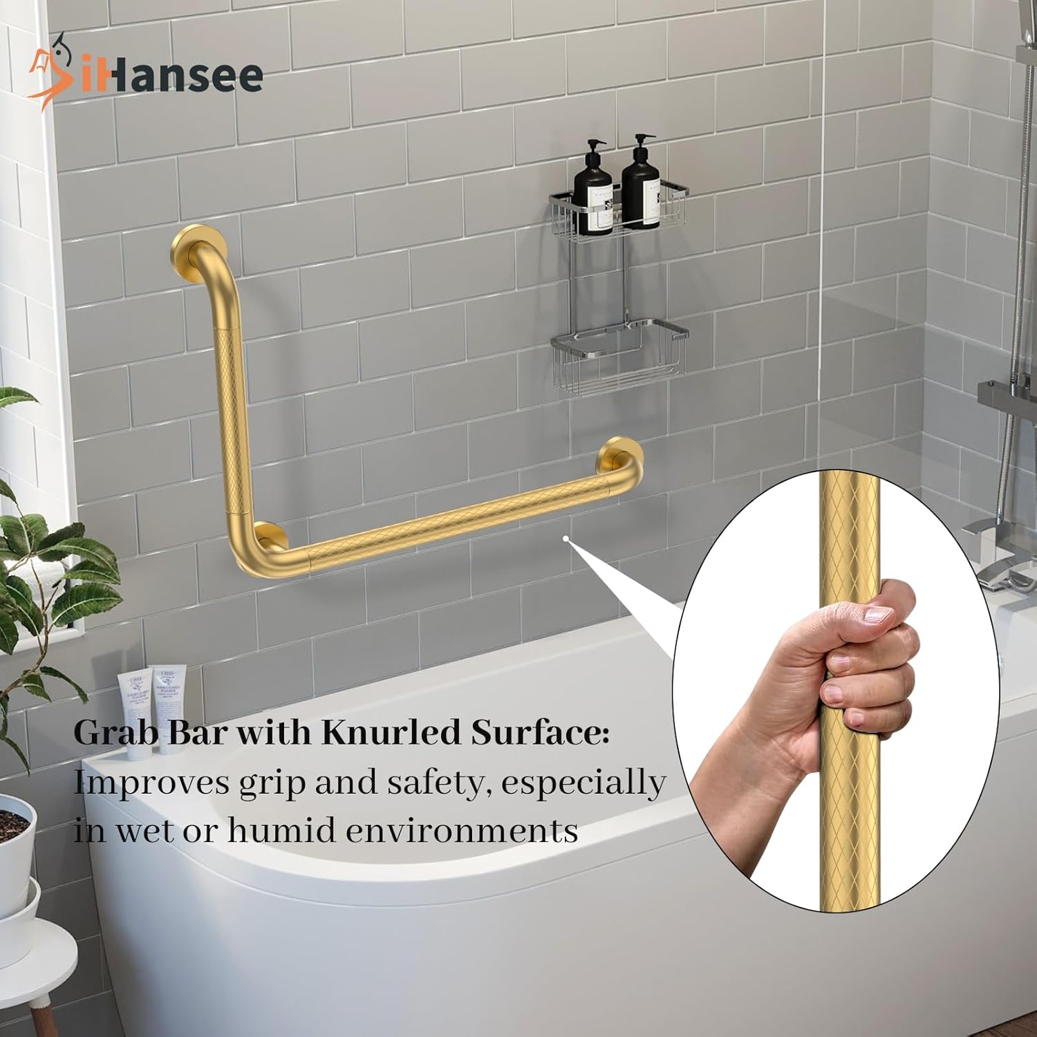 Safe L-Shaped Grab Bar for Bathrooms
