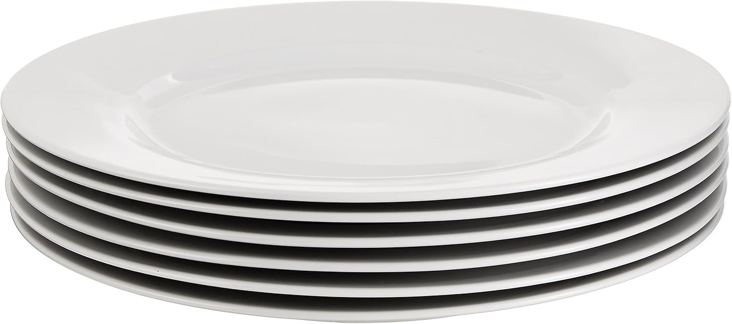 Amazon Basics 6-Piece White Dinner Plate Set 105 Inches