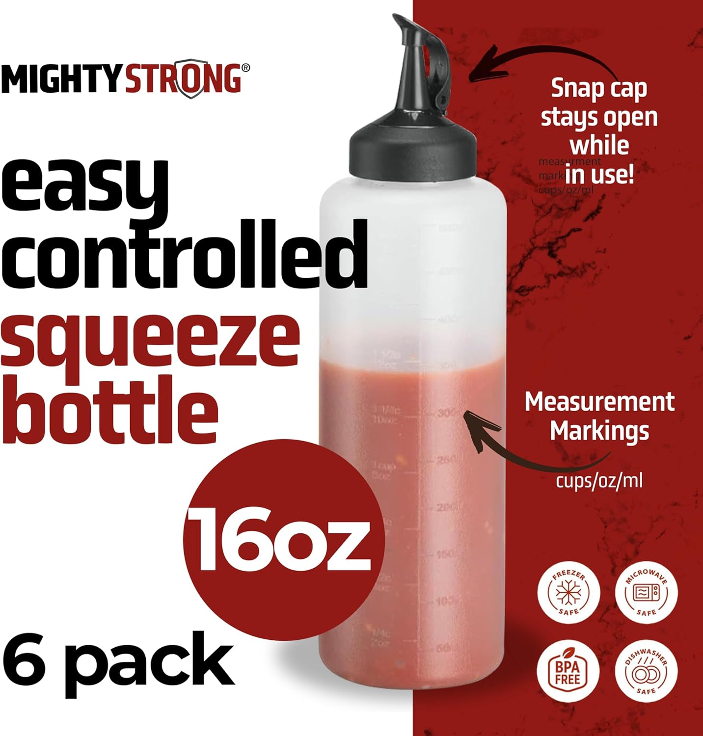 Set of 6 Sleek Condiment Squeeze Bottles