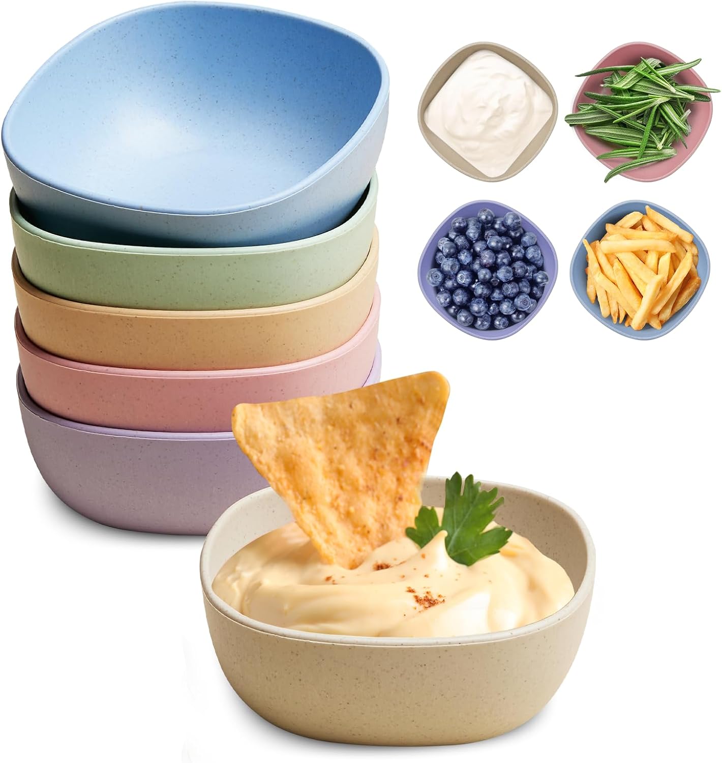 Durable Wheat Straw Soy Sauce Bowls for Parties