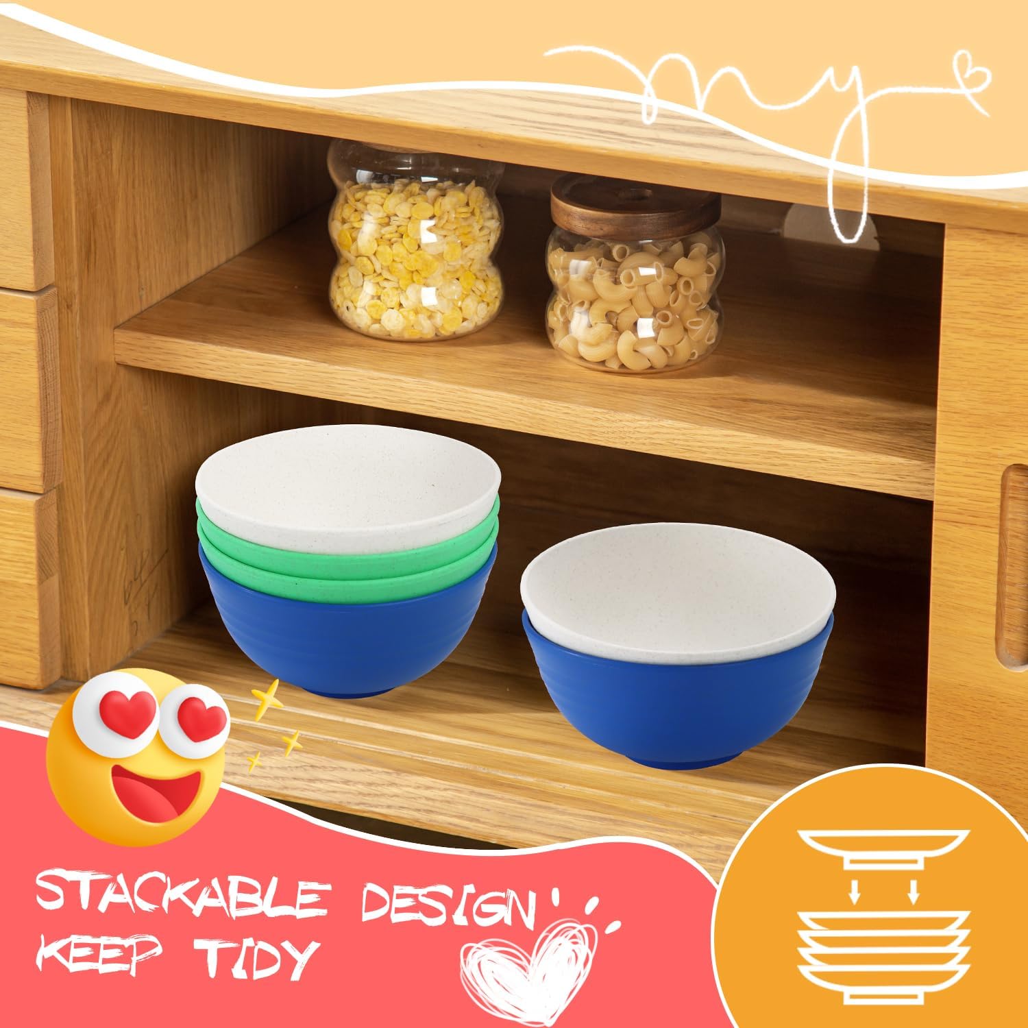 Homienly 26 Oz Wheat Straw Bowls Set of 6 Island