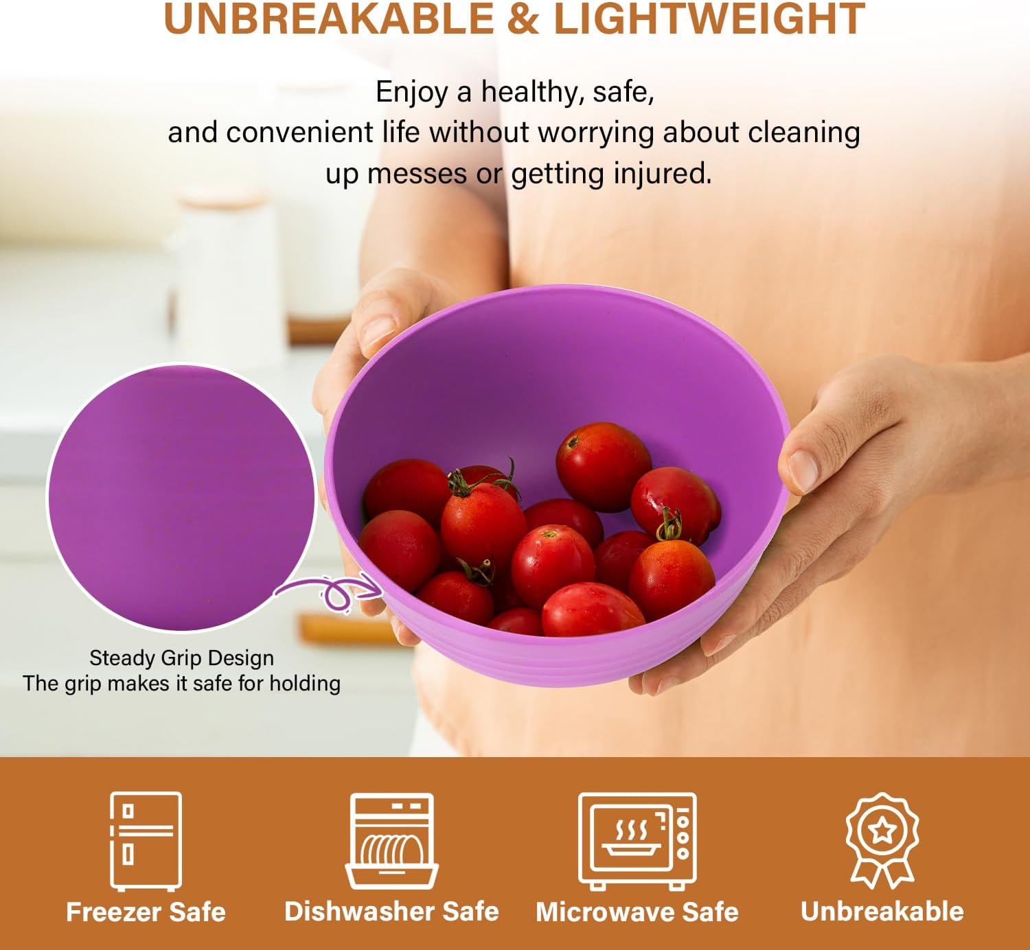Homienly Unbreakable Wheat Straw Bowls Set of 6