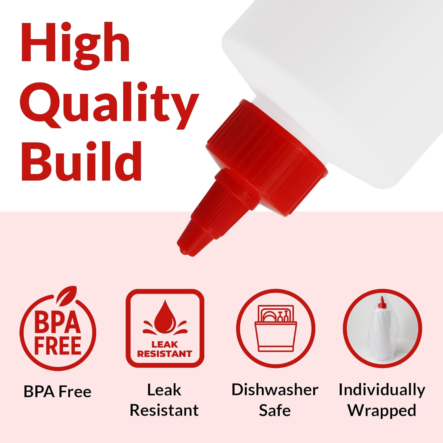 BPA-Free Plastic Squeeze Bottles 16 Oz 8 Pack