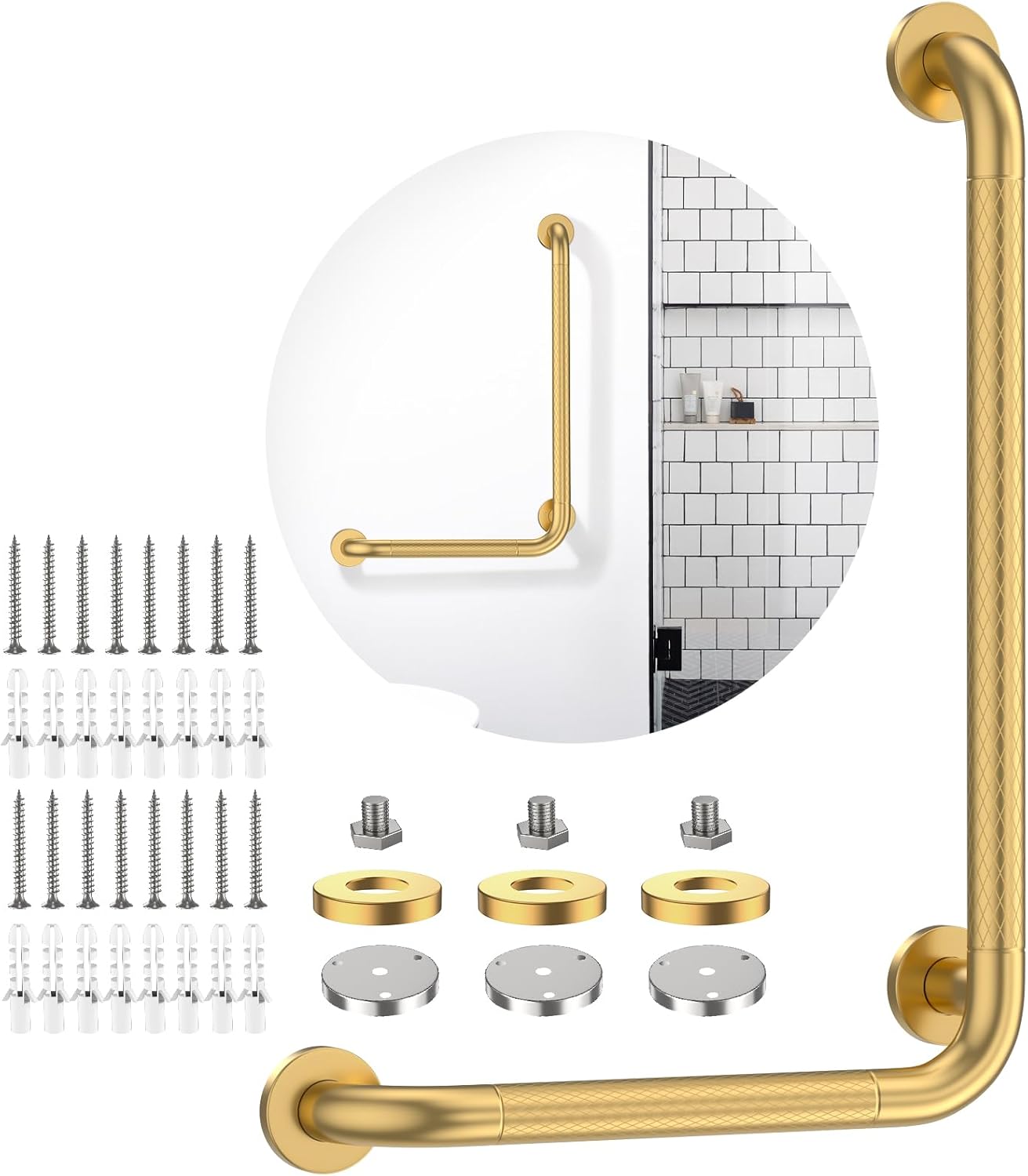 Safe L-Shaped Grab Bar for Bathrooms