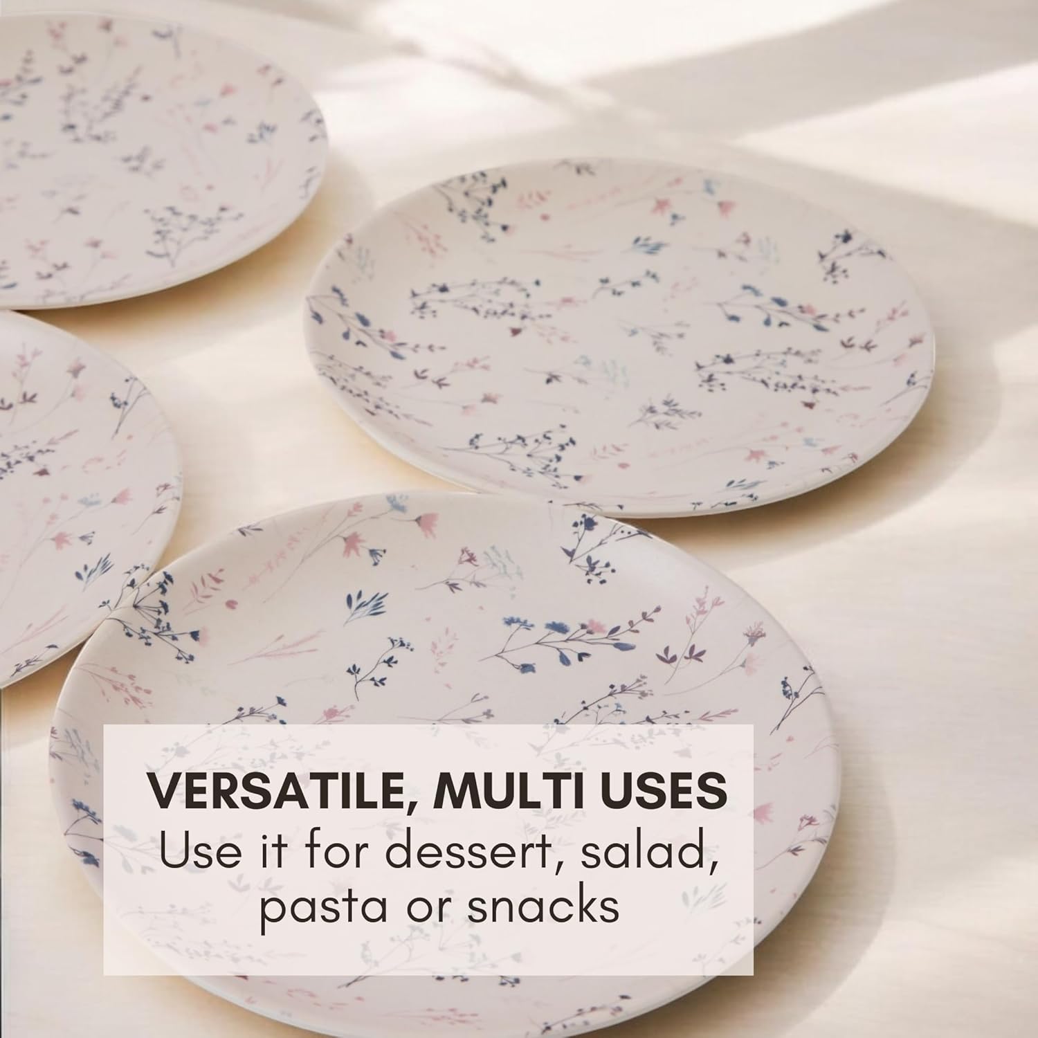 Eco-Friendly Bamboo Dinner Plates 8 BPA-Free for Family Use